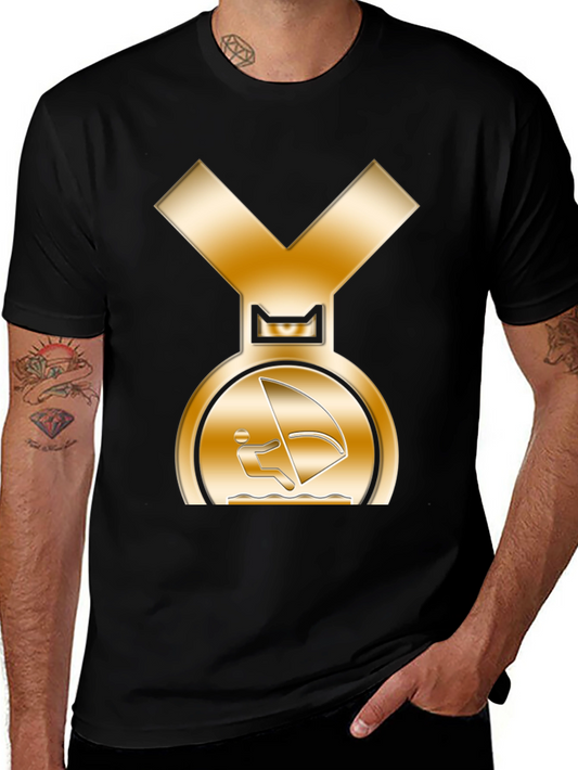 Golden Windsurfer Medal Graphic T-Shirt