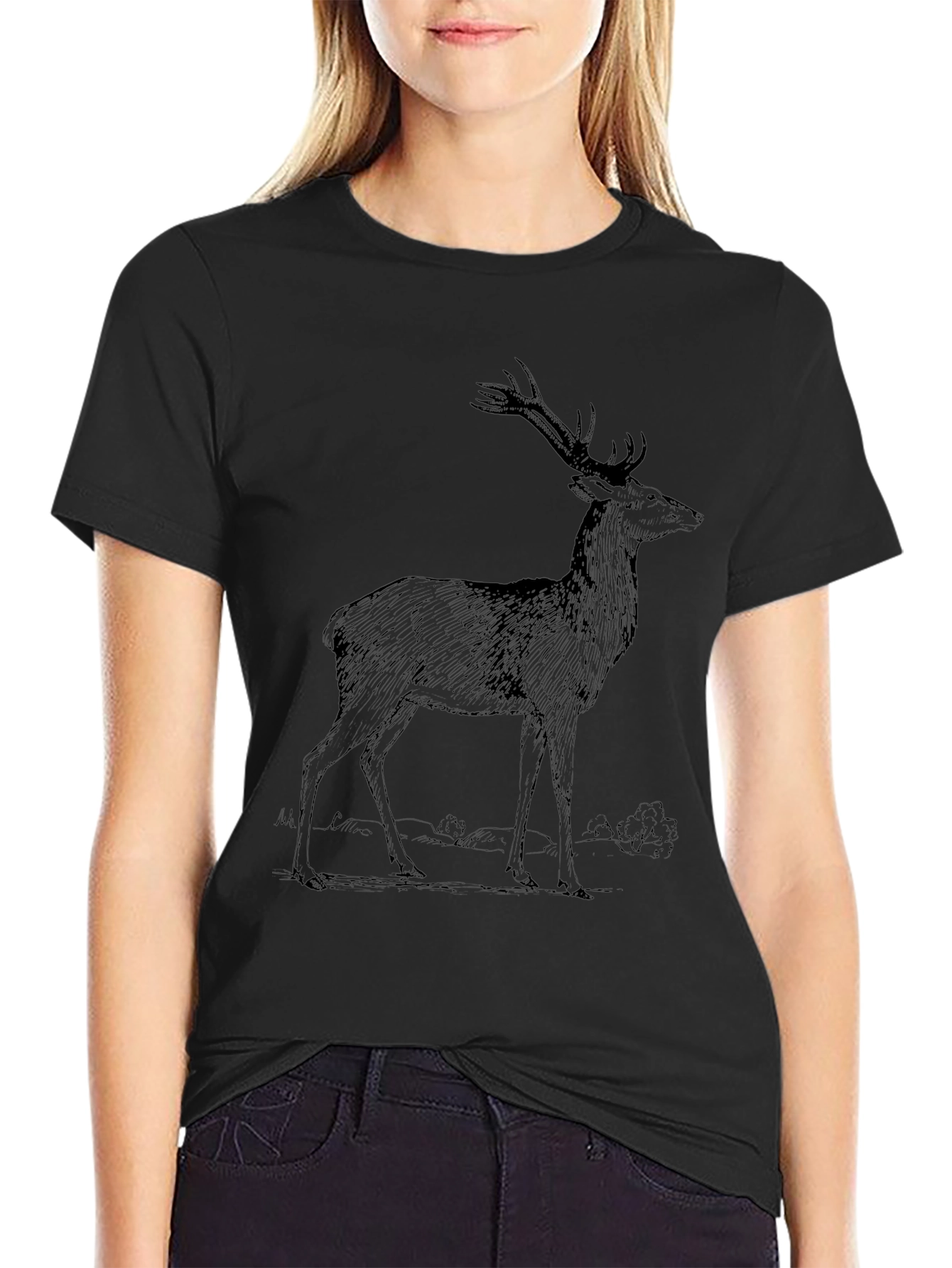 Deer Graphic Tee - Mens Black T-Shirt