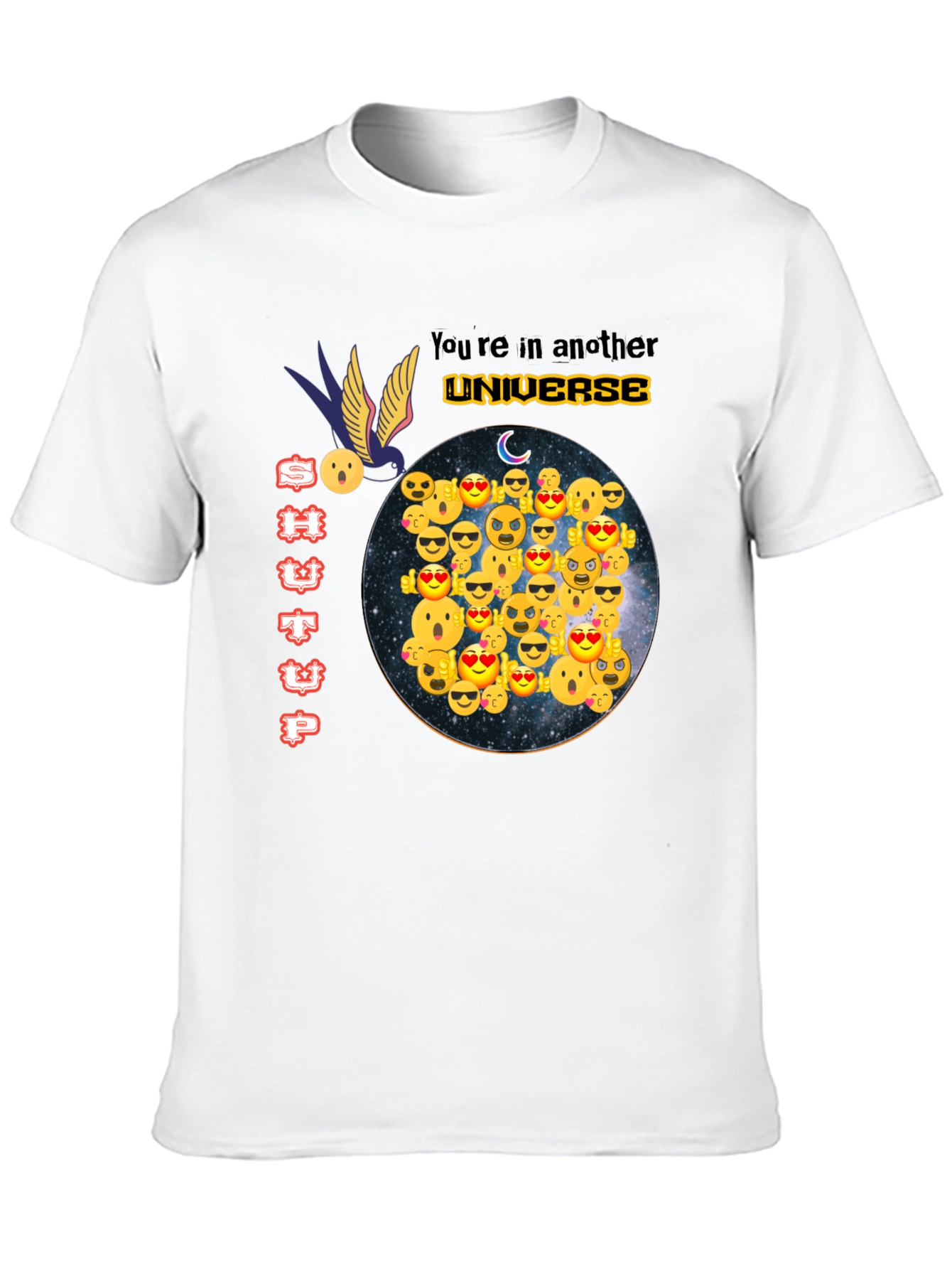 Emoji Universe Graphic Tee - Black Cotton T-Shirt