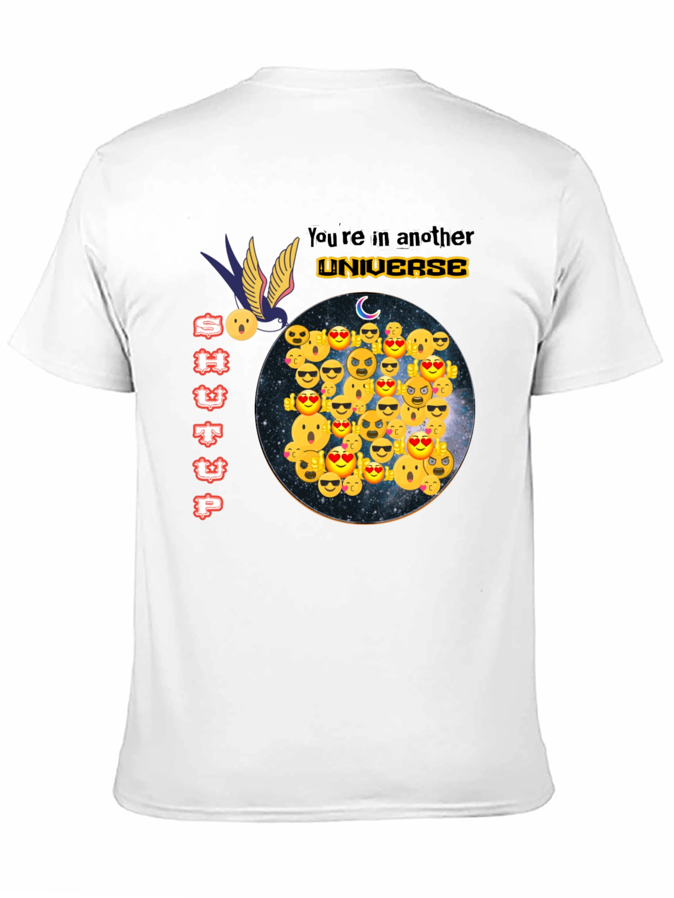 Emoji Universe Graphic Tee - Black Cotton T-Shirt