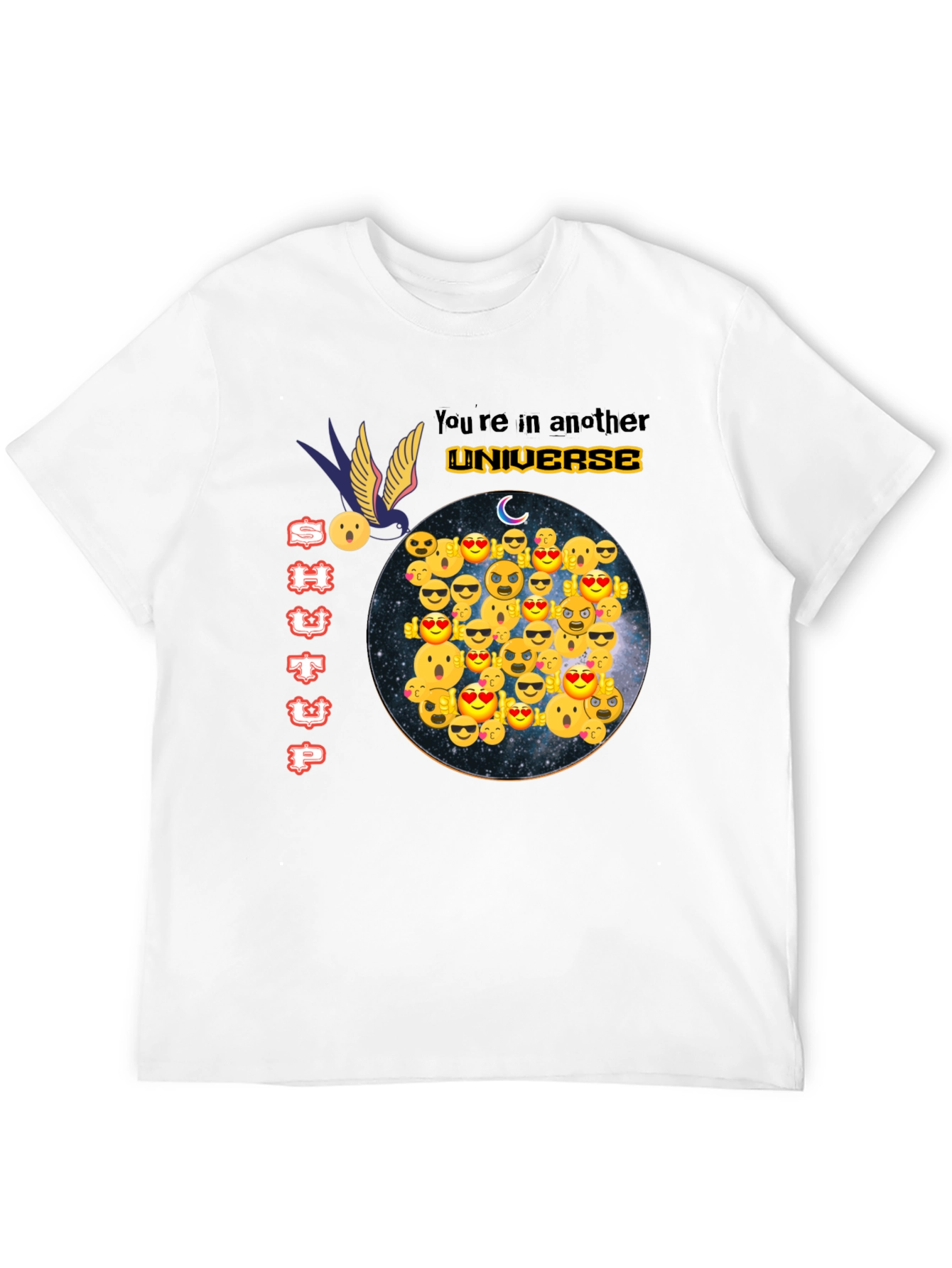 Emoji Universe Graphic Tee - Black Cotton T-Shirt