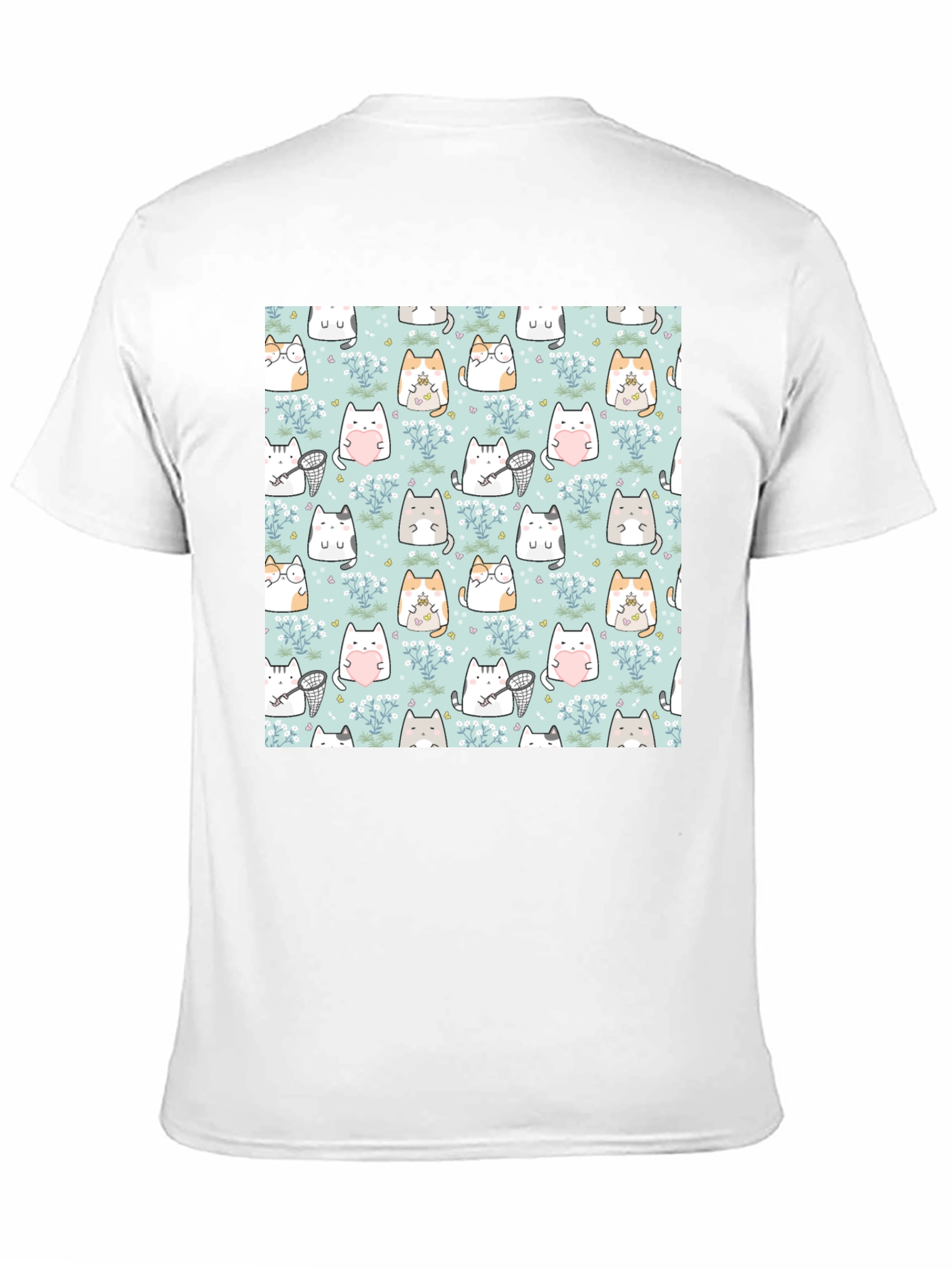 Cute Cat Pattern T-Shirt | Black