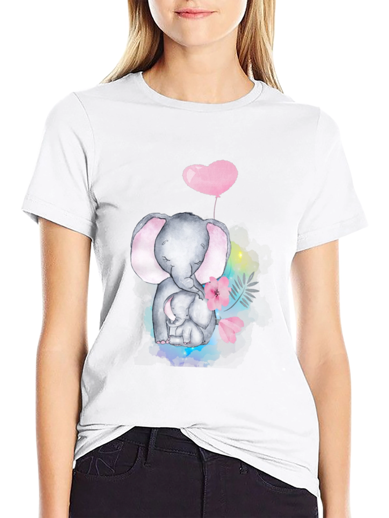 Elephant Mom & Baby T-Shirt - Heart Balloon