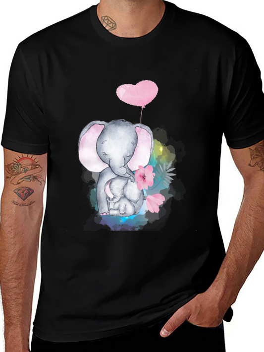 Elephant Mom & Baby T-Shirt - Heart Balloon