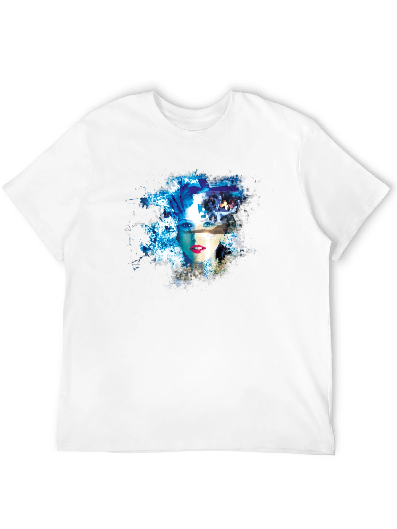 Abstract Womans Face Graphic Tee - Black Cotton Blend