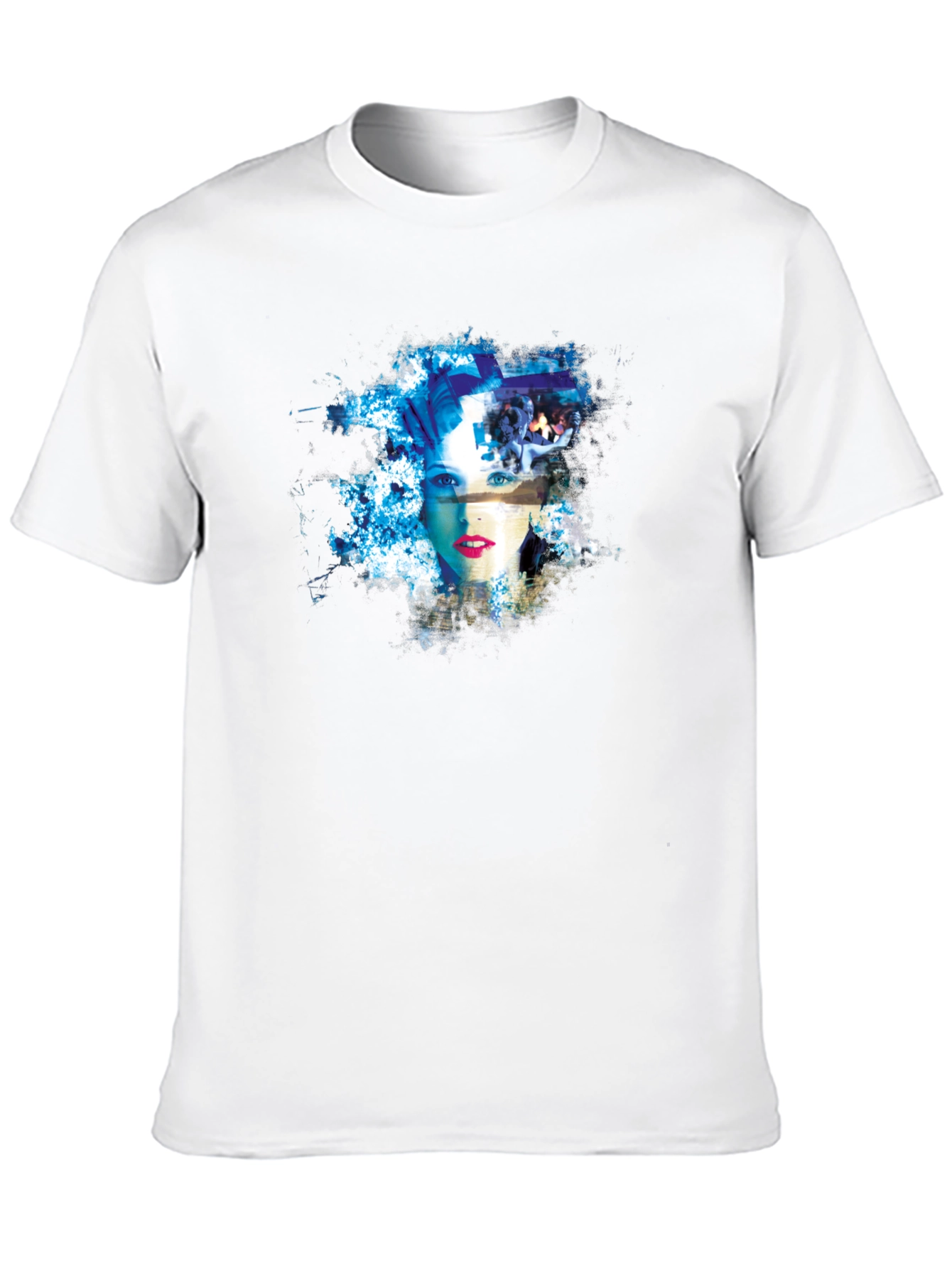 Abstract Womans Face Graphic Tee - Black Cotton Blend
