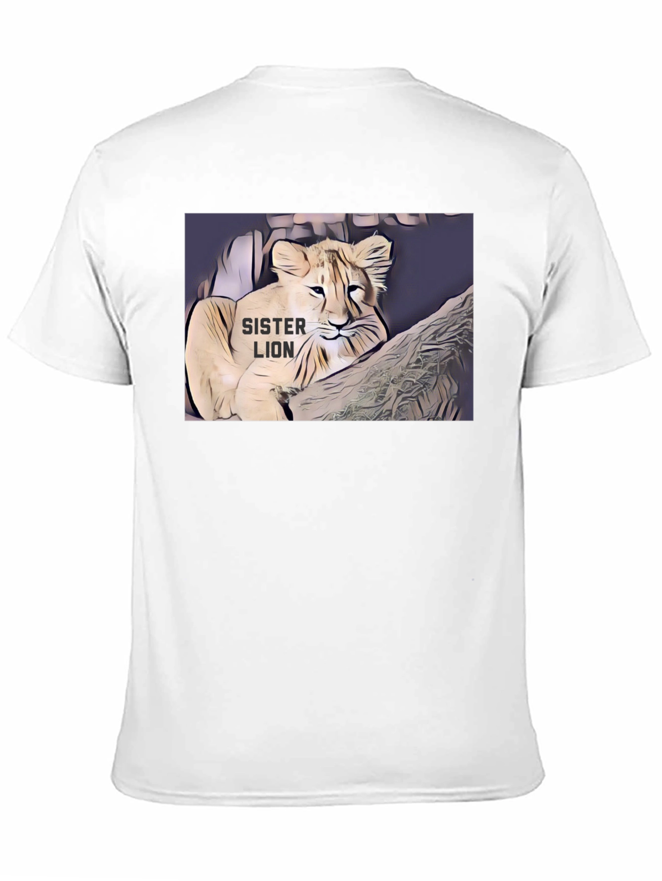 Sister Lion Graphic Tee - Black Cotton T-Shirt
