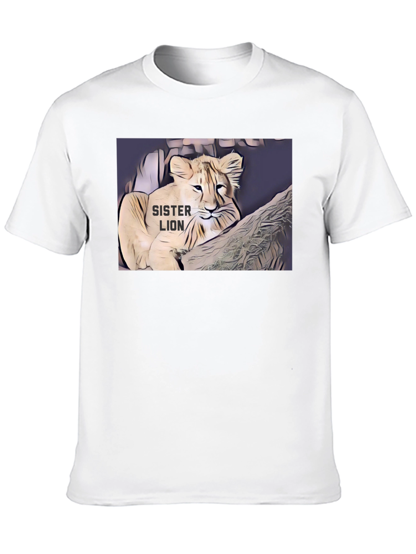 Sister Lion Graphic Tee - Black Cotton T-Shirt