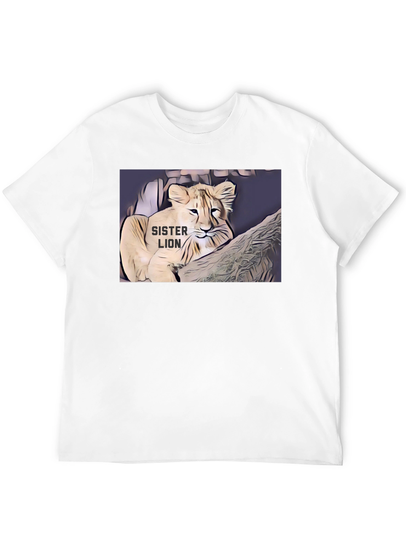 Sister Lion Graphic Tee - Black Cotton T-Shirt
