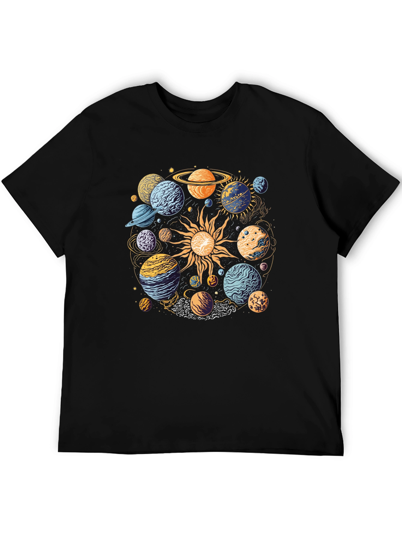 Planetary System Graphic T-Shirt - Black Cotton Tee