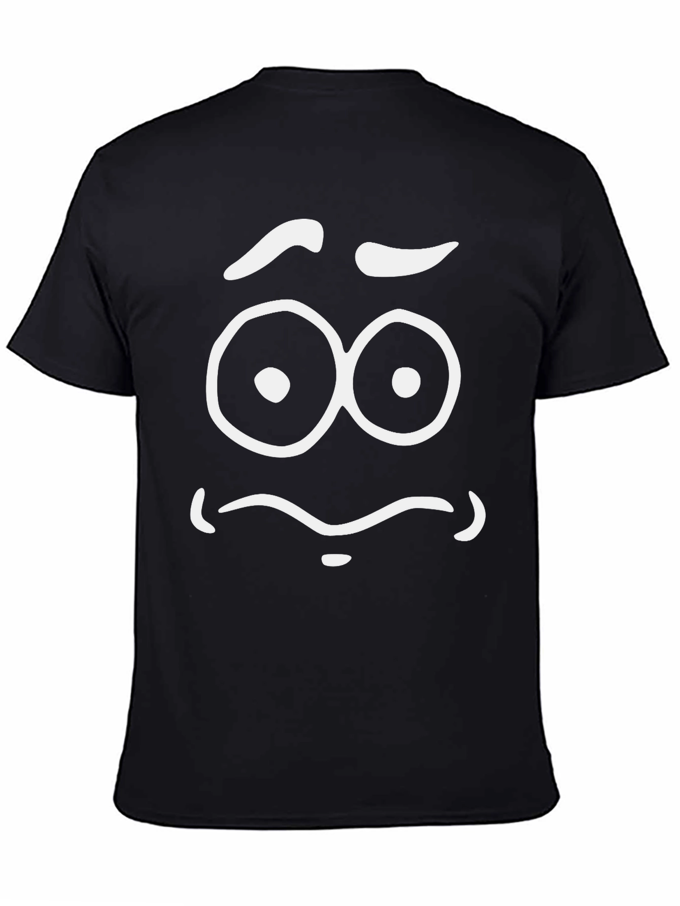 Funny Cartoon Face Graphic Black T-Shirt
