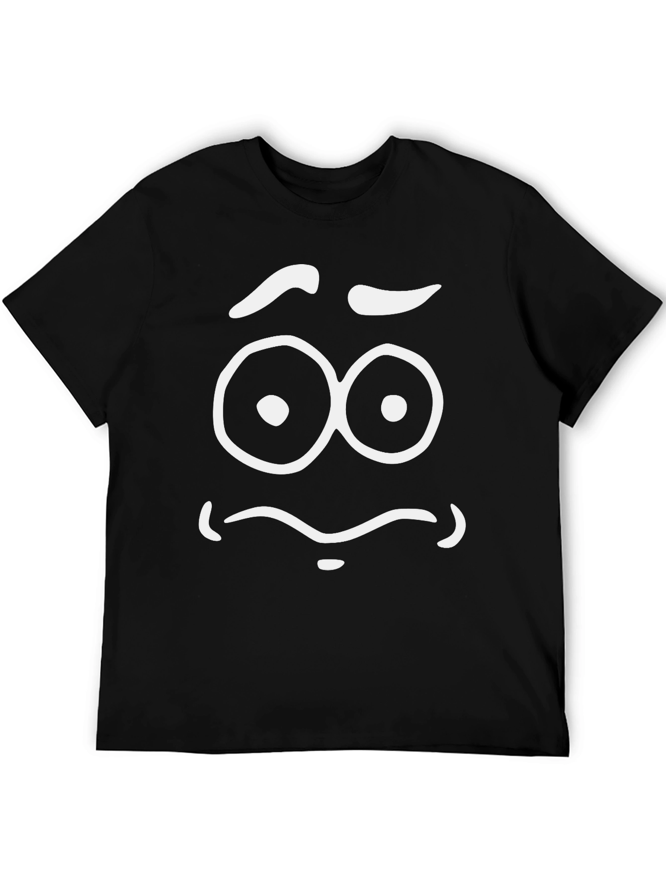 Funny Cartoon Face Graphic Black T-Shirt