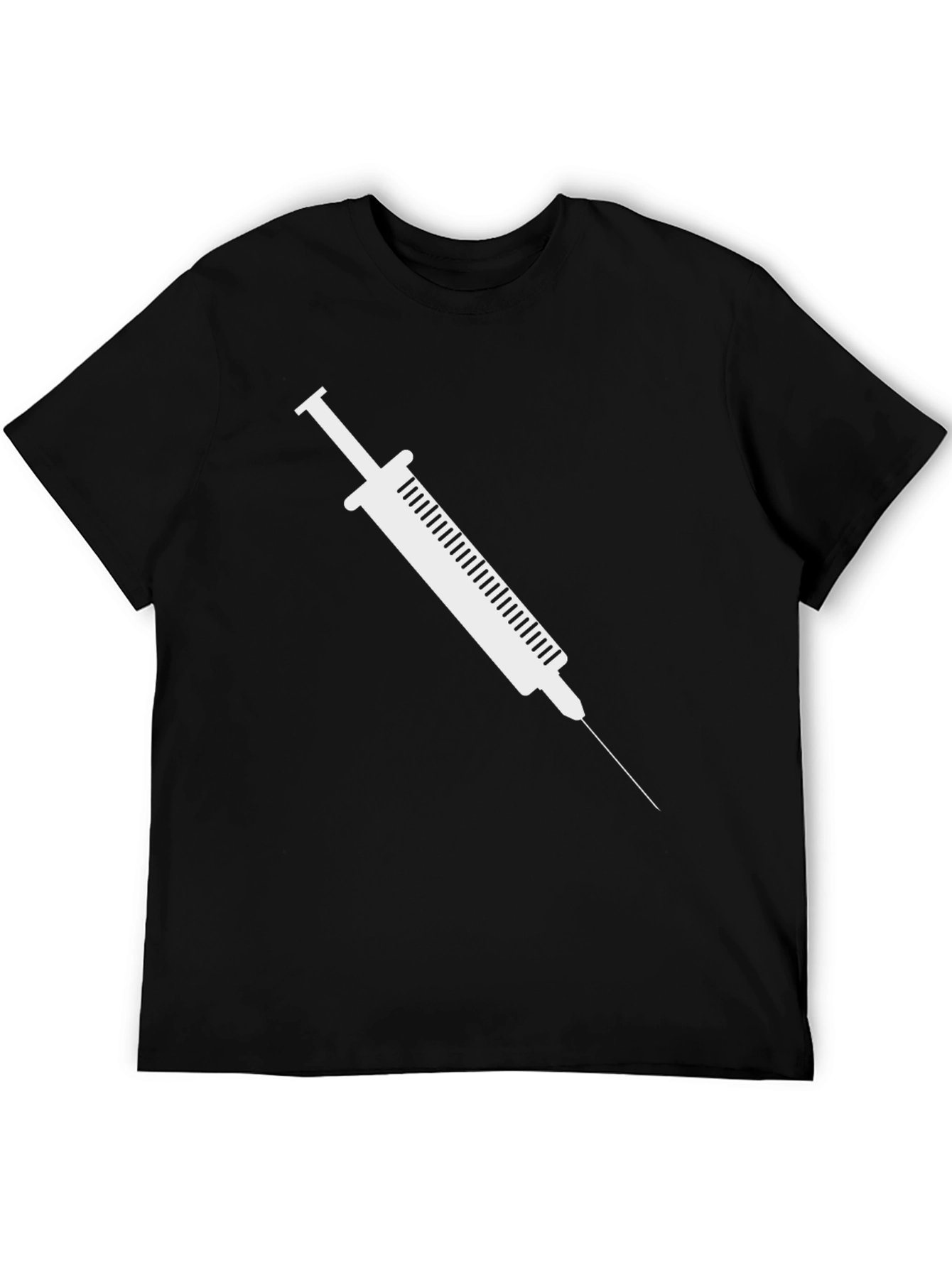 Syringe Graphic Tee - Black Cotton Casual Shirt