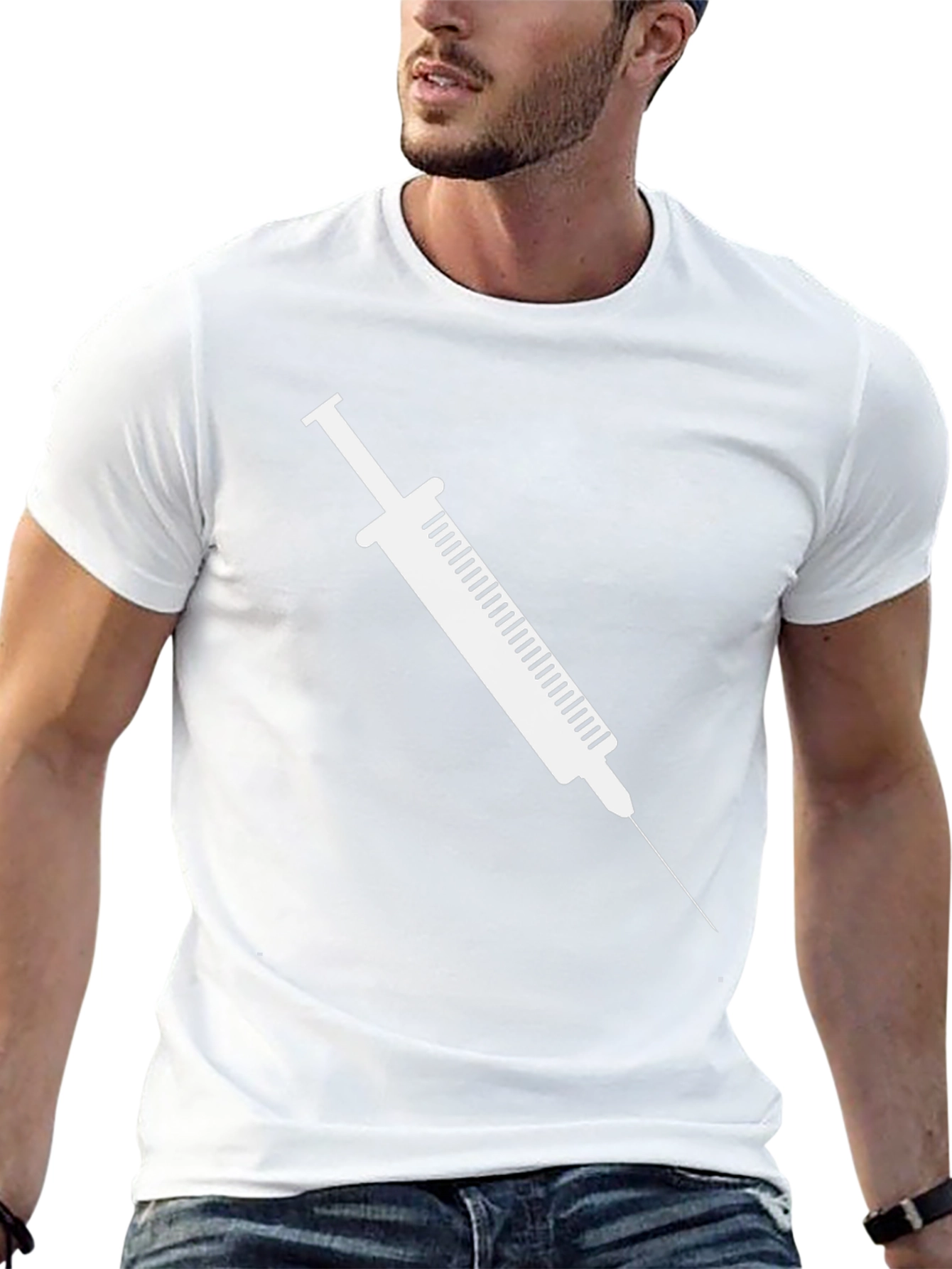 Syringe Graphic Tee - Black Cotton Casual Shirt