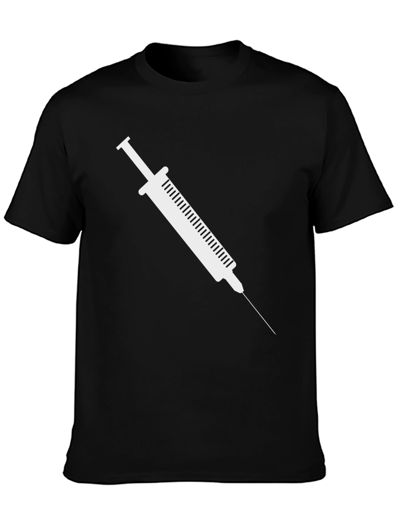 Syringe Graphic Tee - Black Cotton Casual Shirt