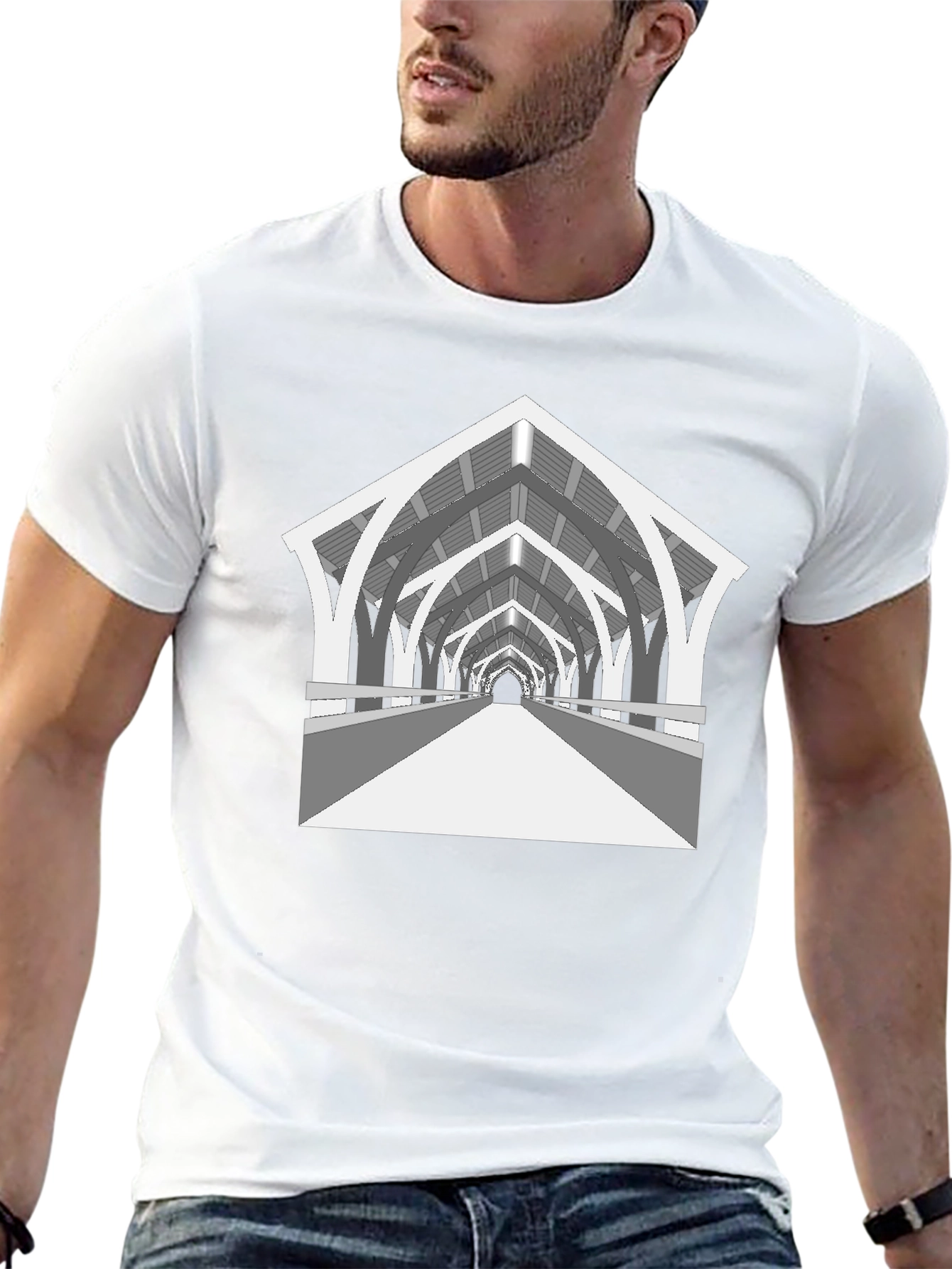 Arched Bridge Graphic Tee - Black Cotton Blend