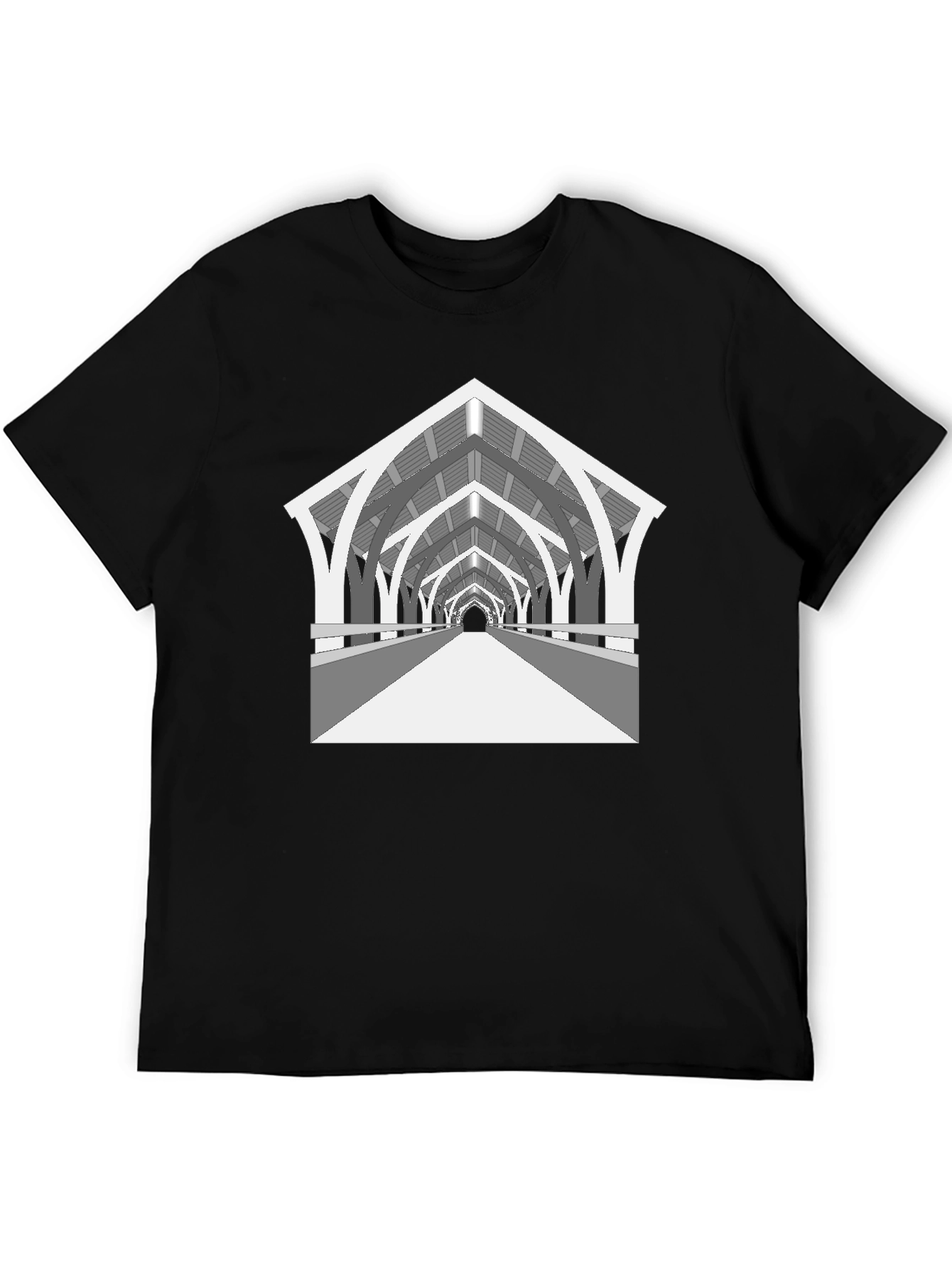Arched Bridge Graphic Tee - Black Cotton Blend