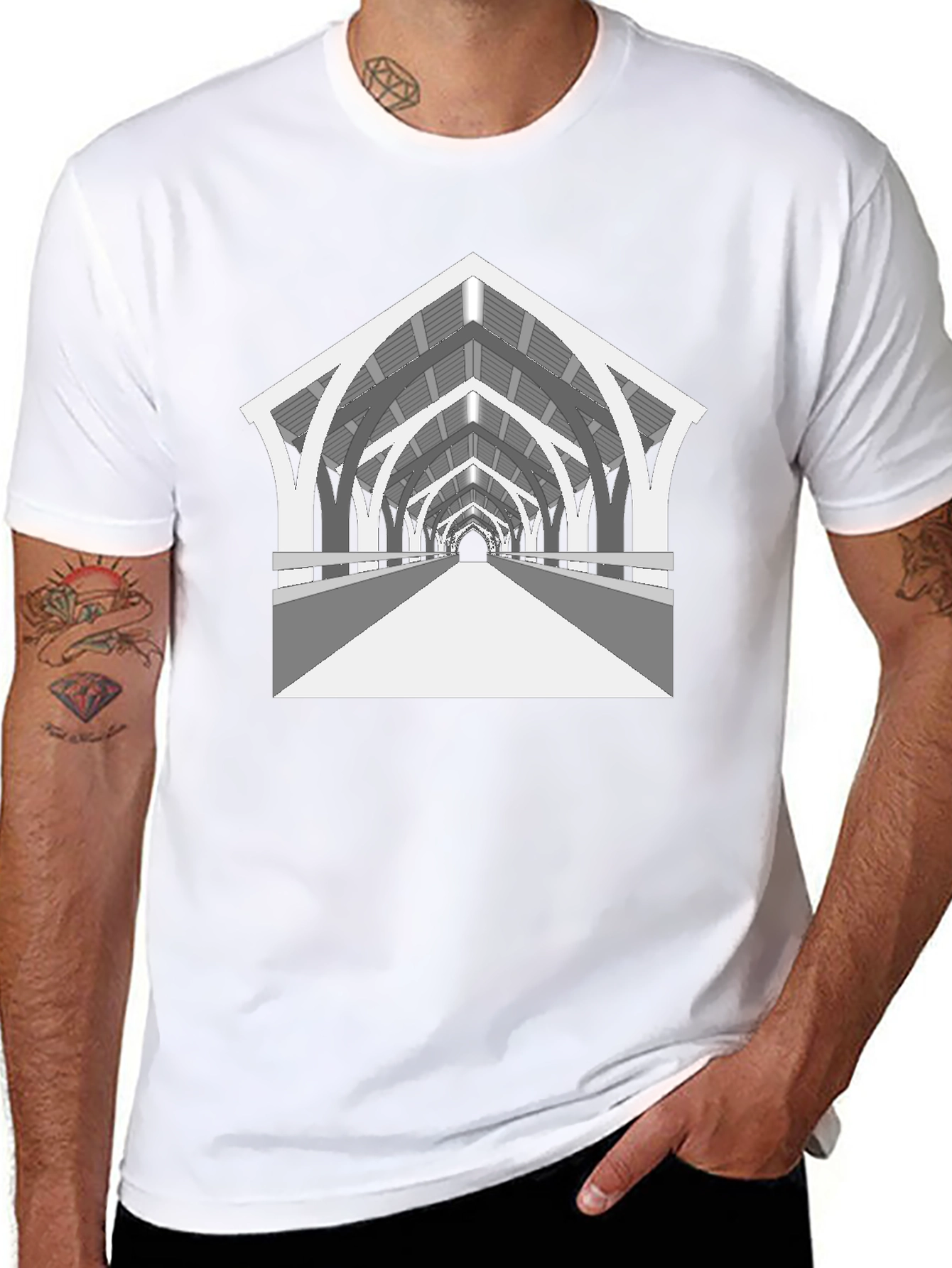 Arched Bridge Graphic Tee - Black Cotton Blend