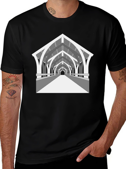 Arched Bridge Graphic Tee - Black Cotton Blend