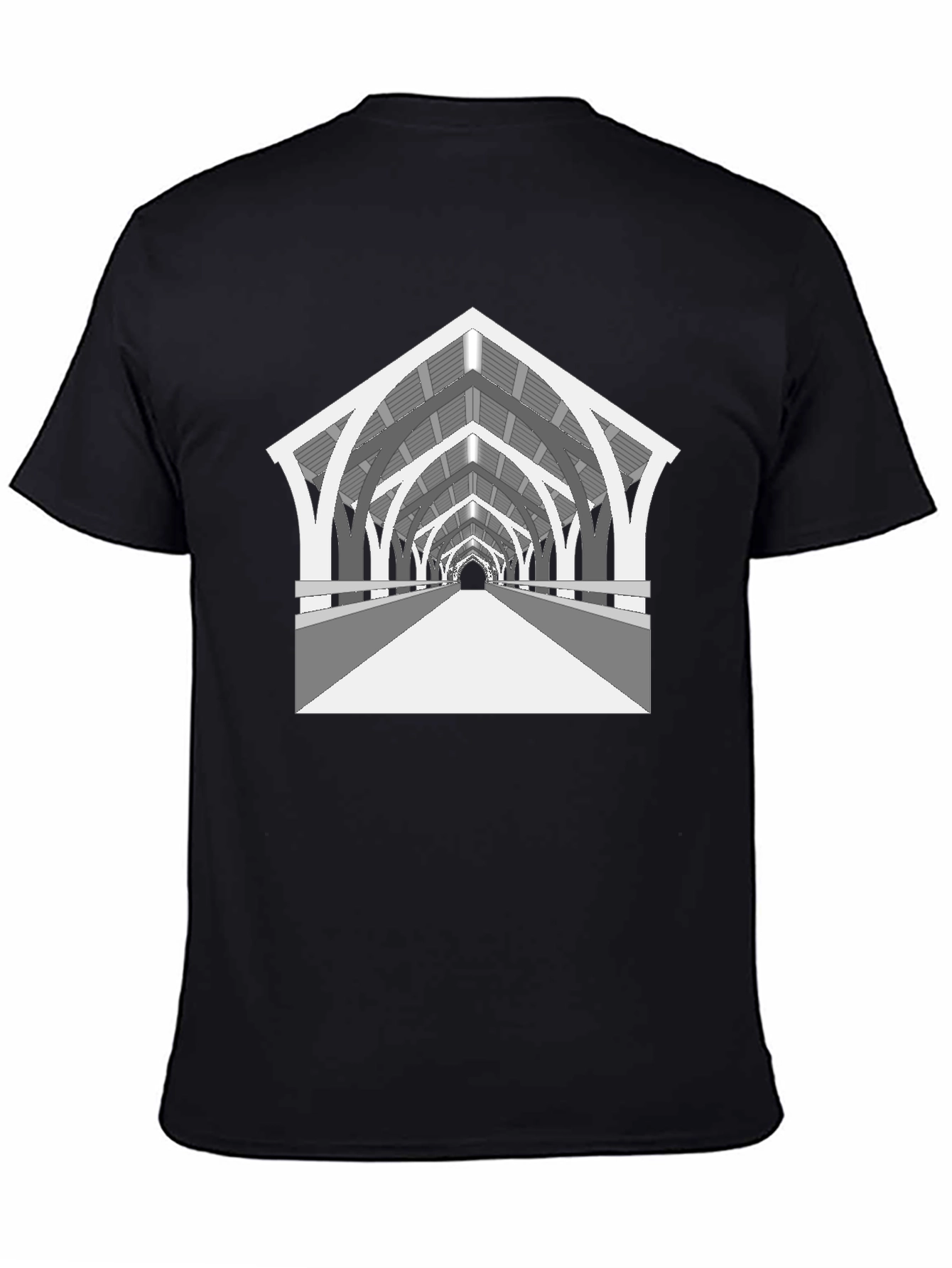 Arched Bridge Graphic Tee - Black Cotton Blend