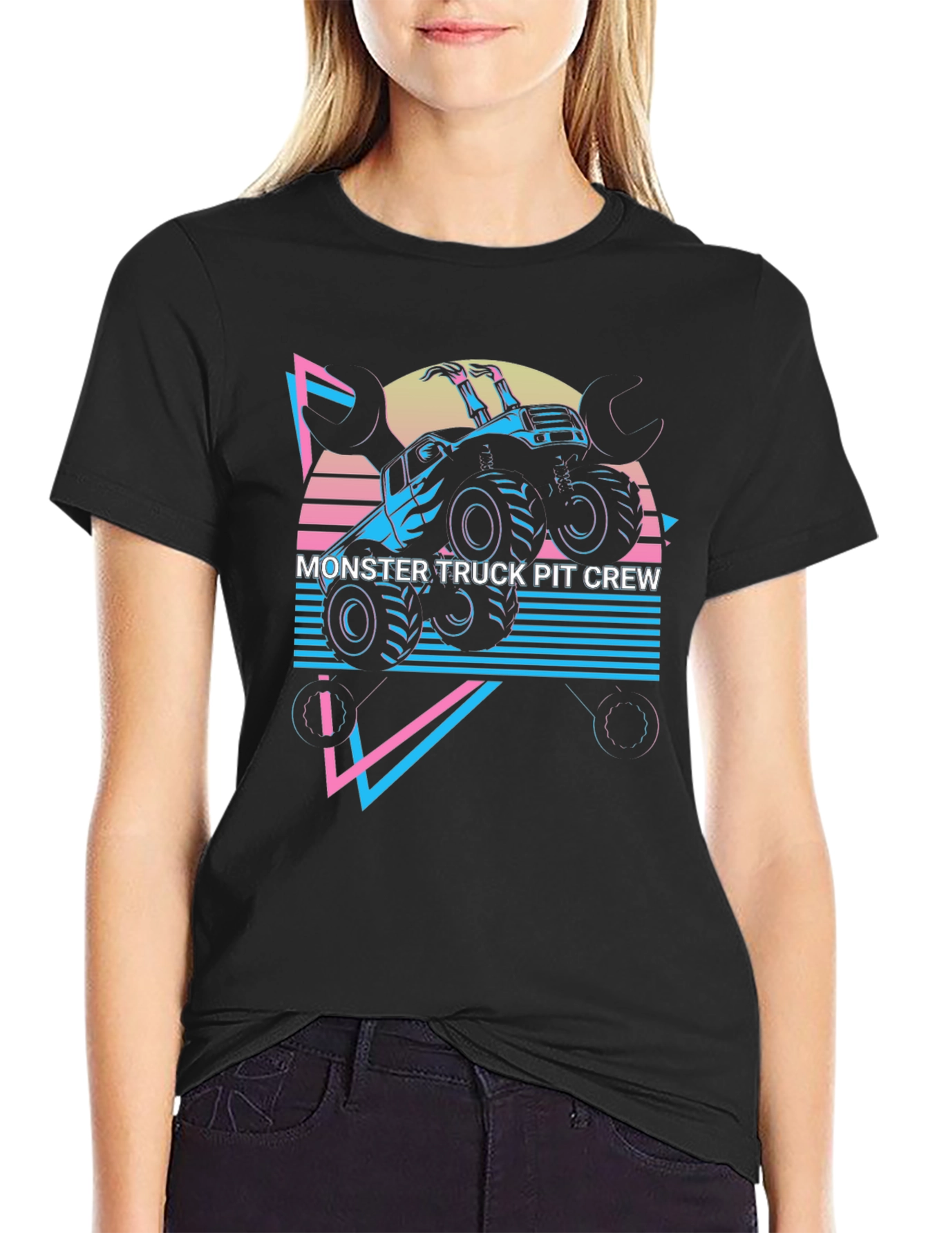 Monster Truck Pit Crew Graphic Tee - Black