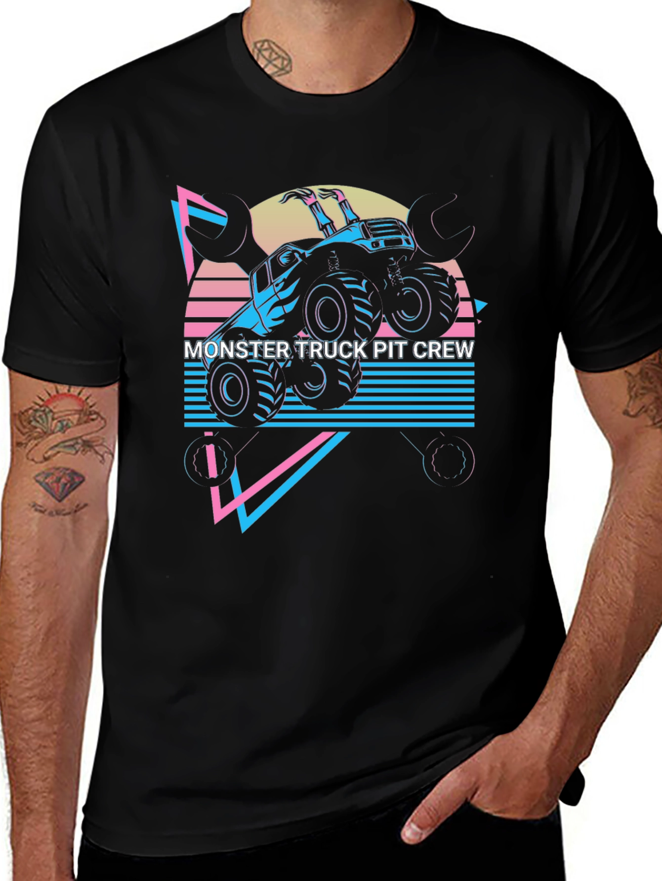 Monster Truck Pit Crew Graphic Tee - Black