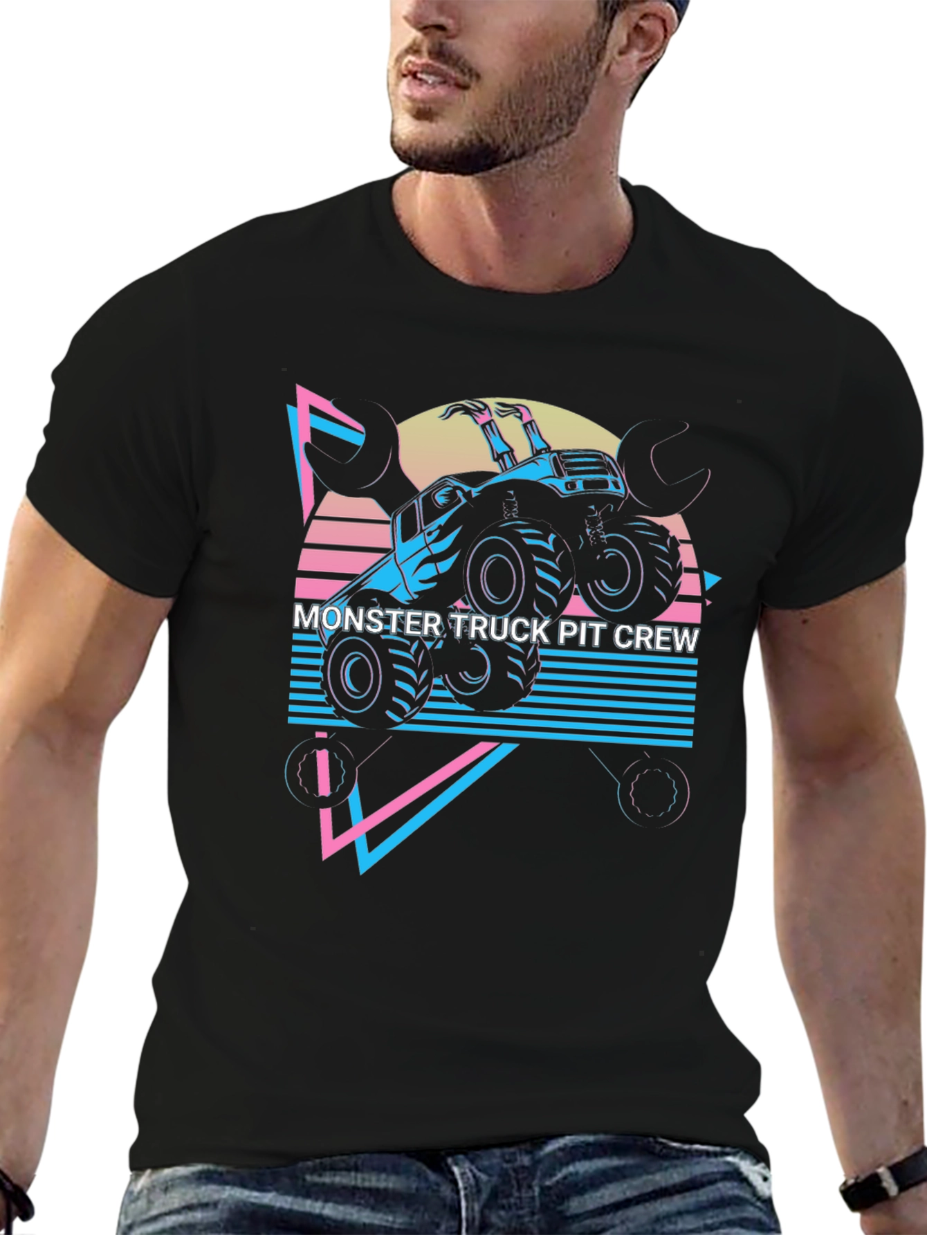 Monster Truck Pit Crew Graphic Tee - Black