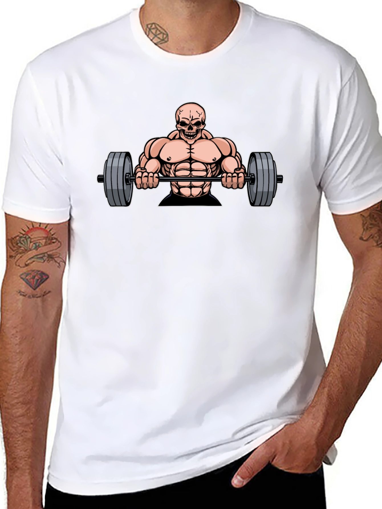 Skull Bodybuilder Graphic Tee - Black