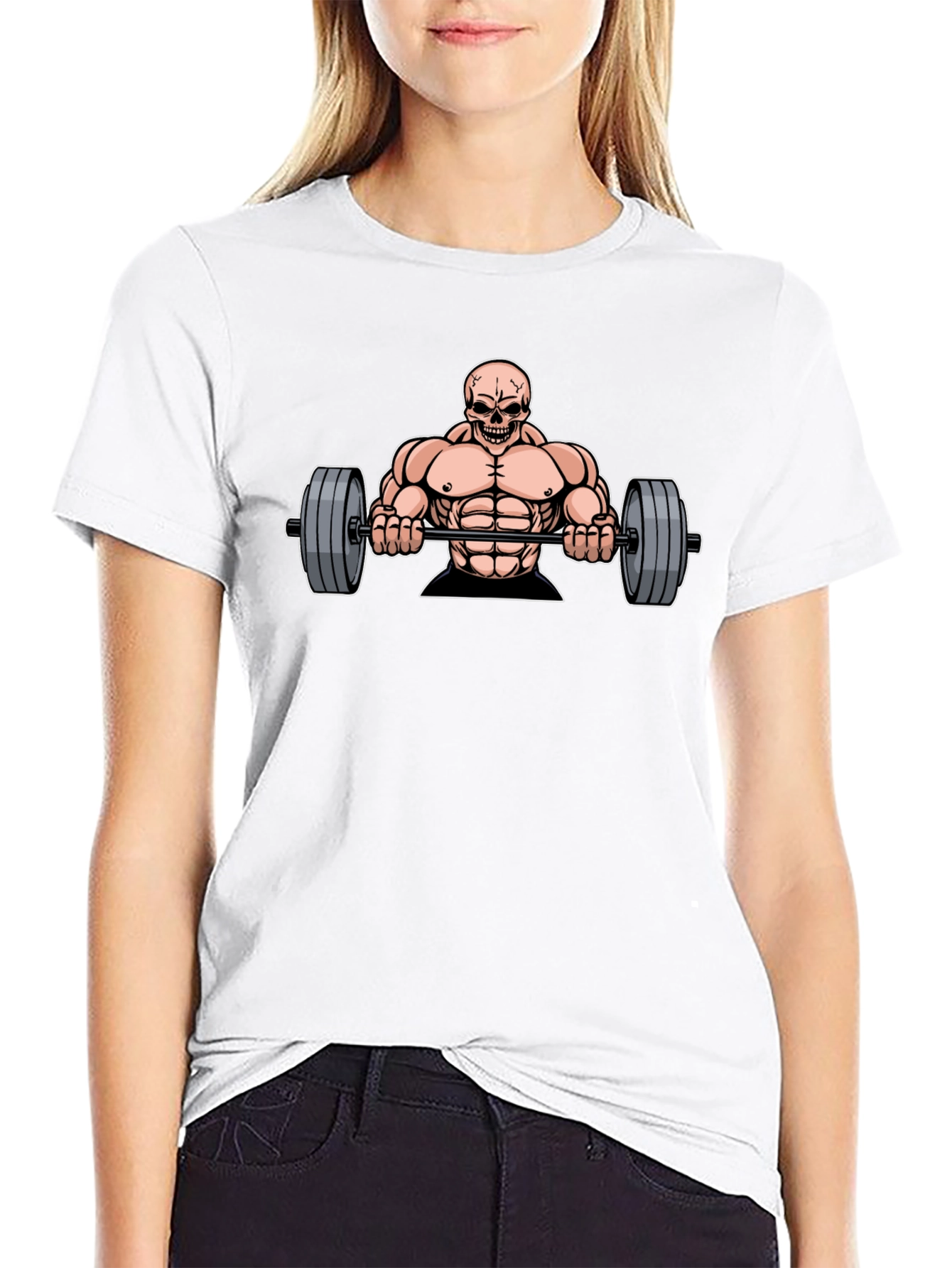 Skull Bodybuilder Graphic Tee - Black