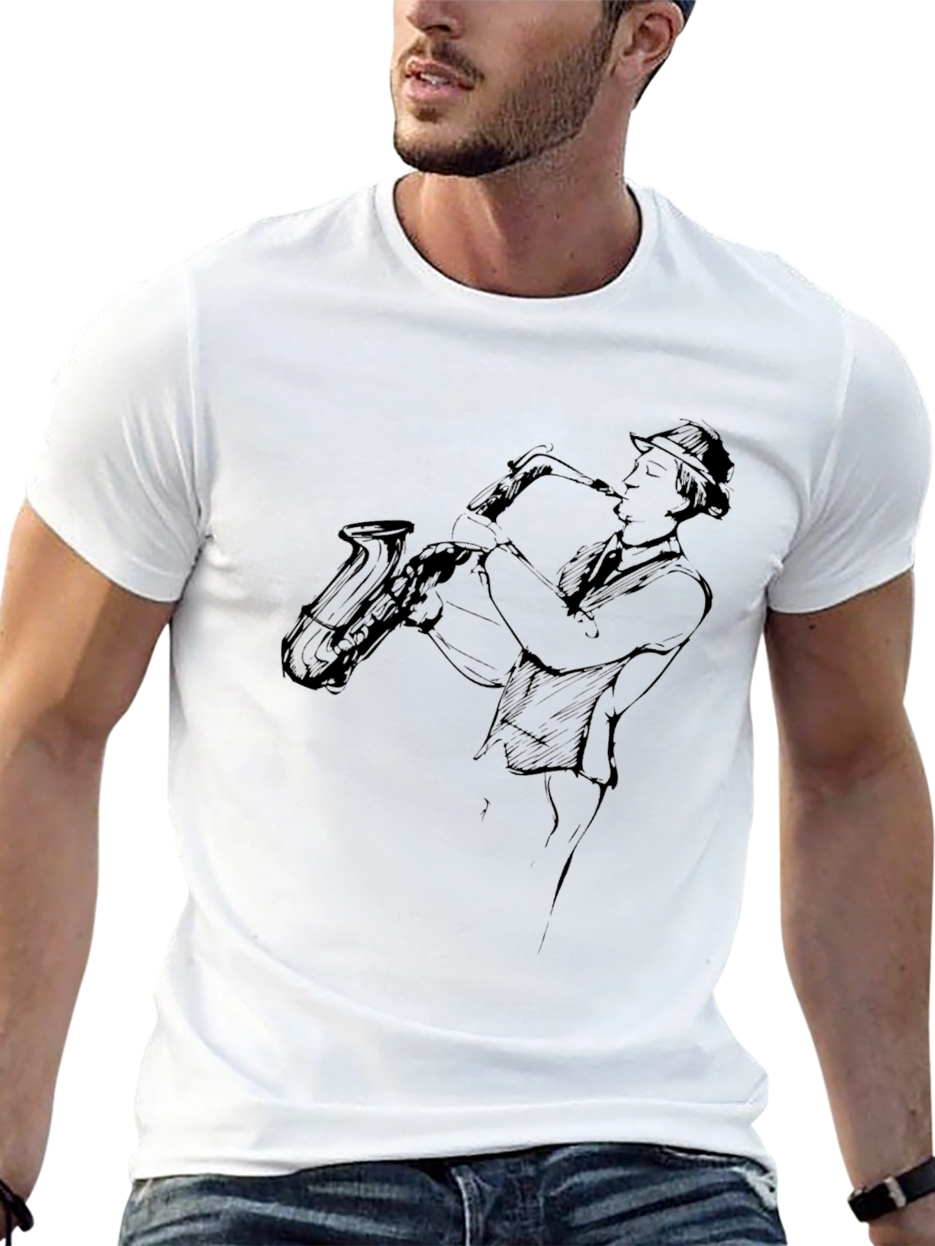 Cool Jazz Saxophone Black T-Shirt