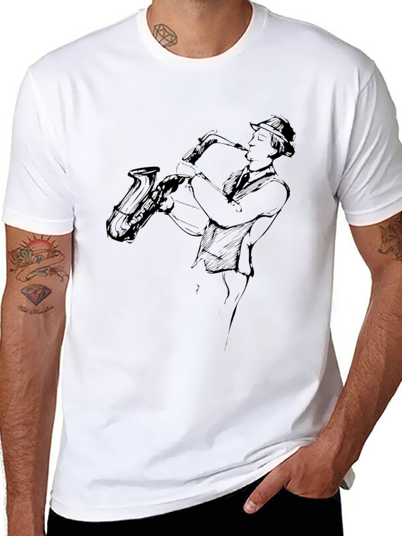 Cool Jazz Saxophone Black T-Shirt