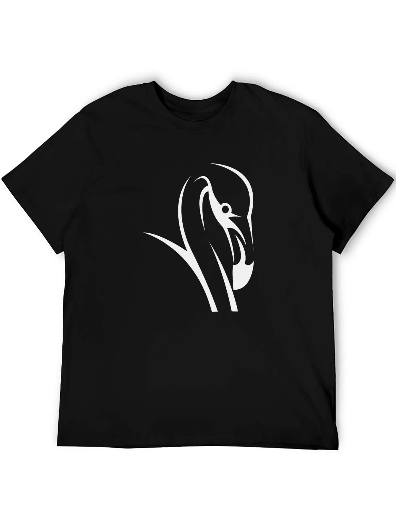 Black T-Shirt with Swan Graphic