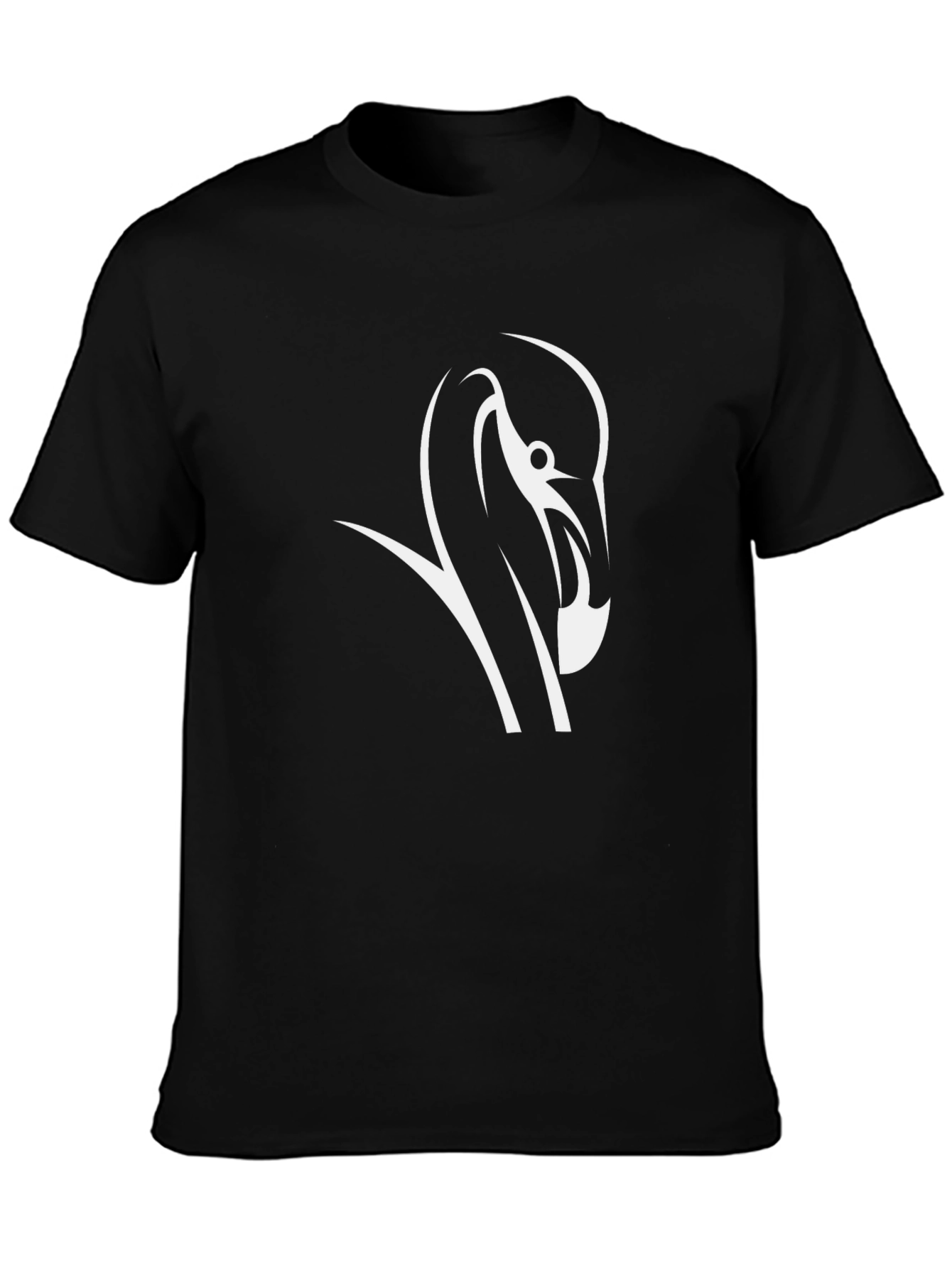 Black T-Shirt with Swan Graphic