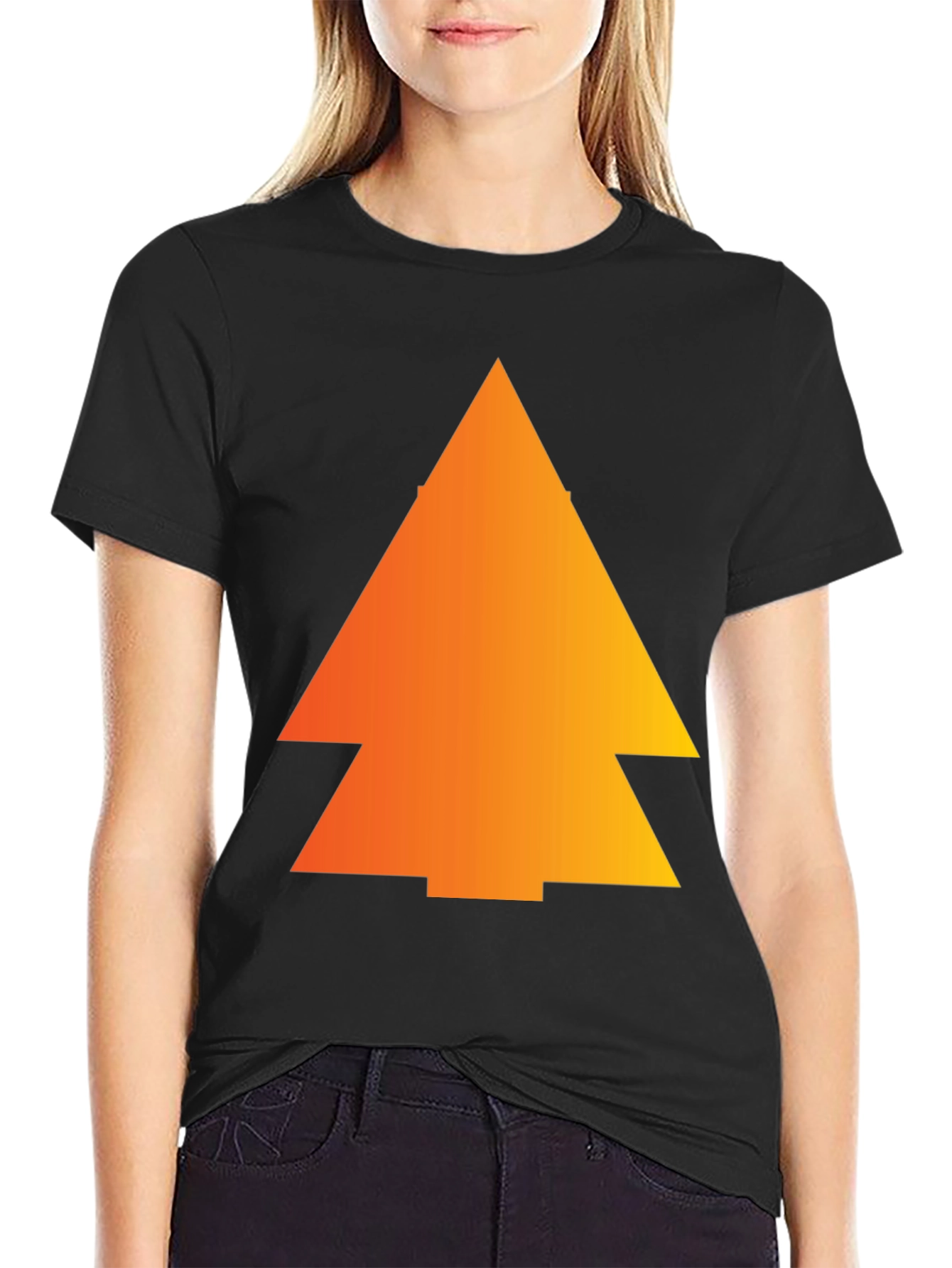 Gradient Pine Tree Graphic Tee - Black