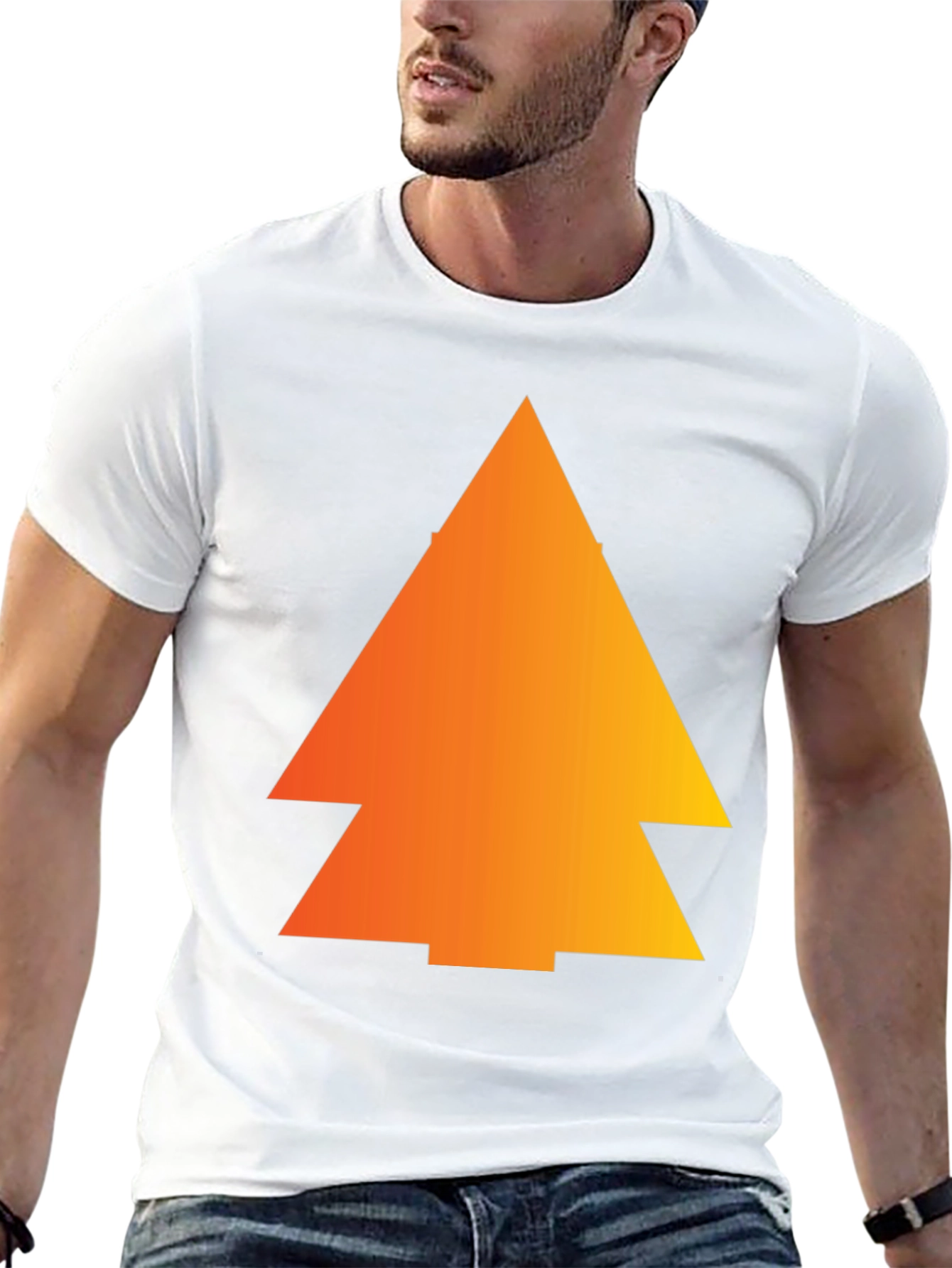 Gradient Pine Tree Graphic Tee - Black