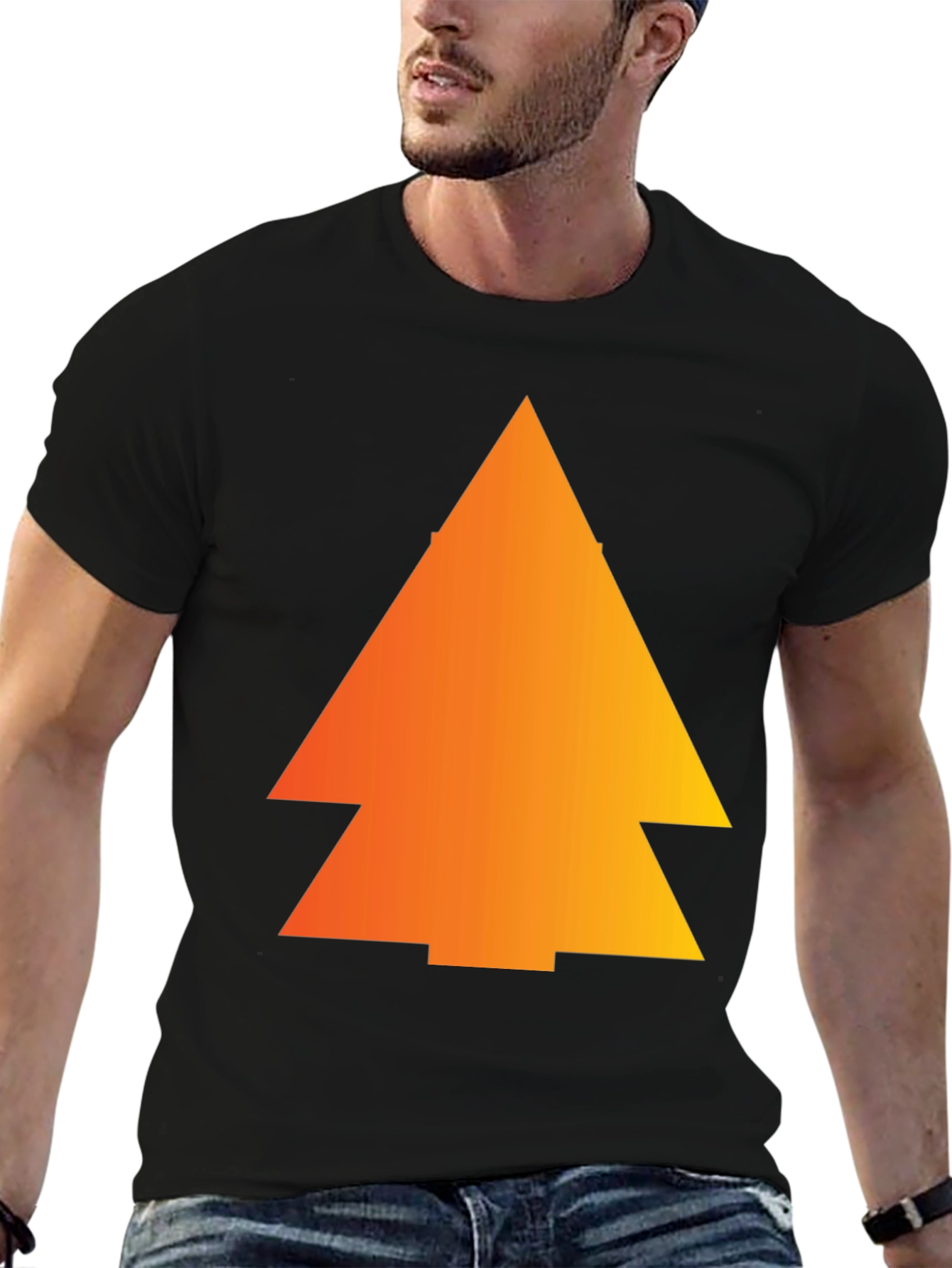 Gradient Pine Tree Graphic Tee - Black