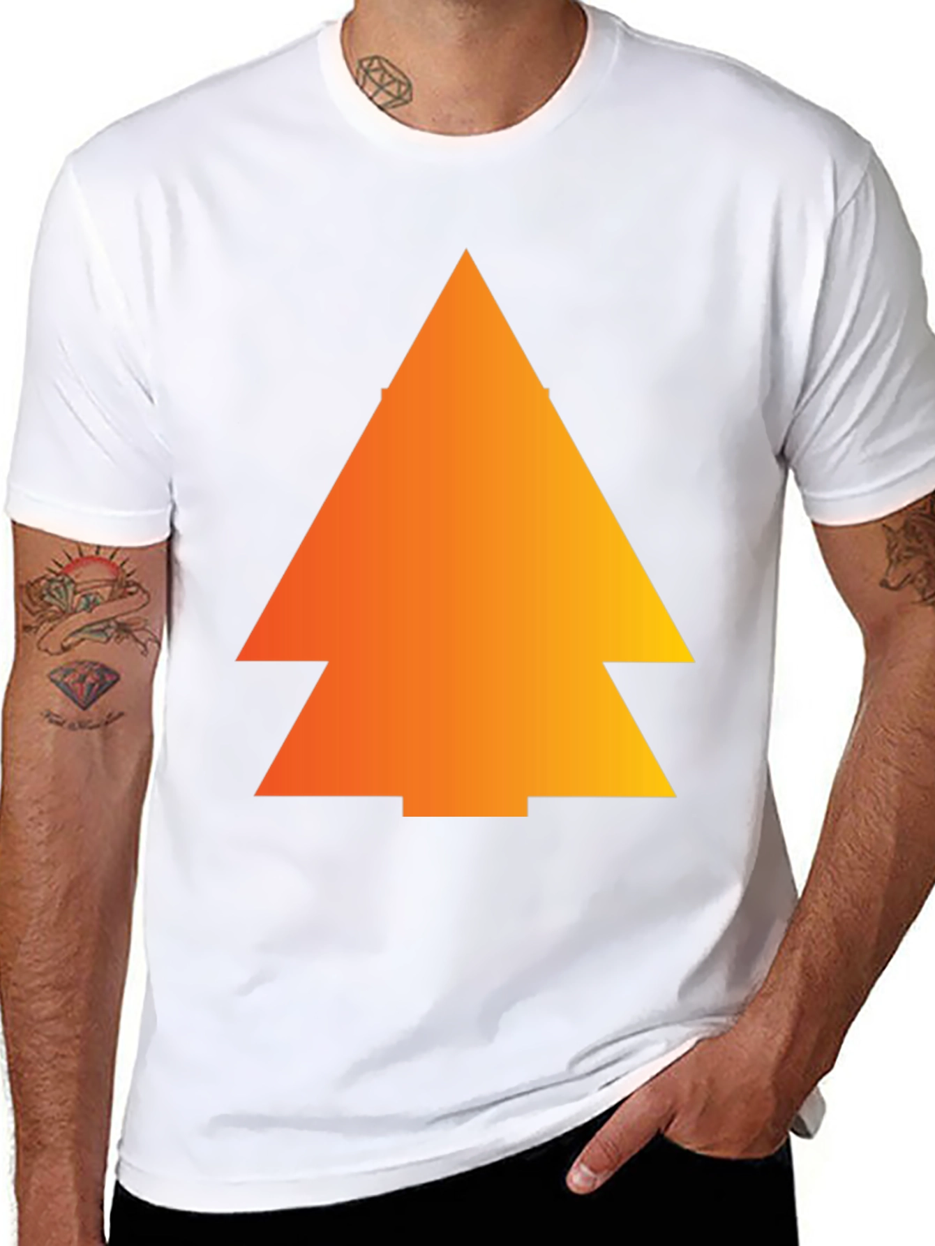 Gradient Pine Tree Graphic Tee - Black