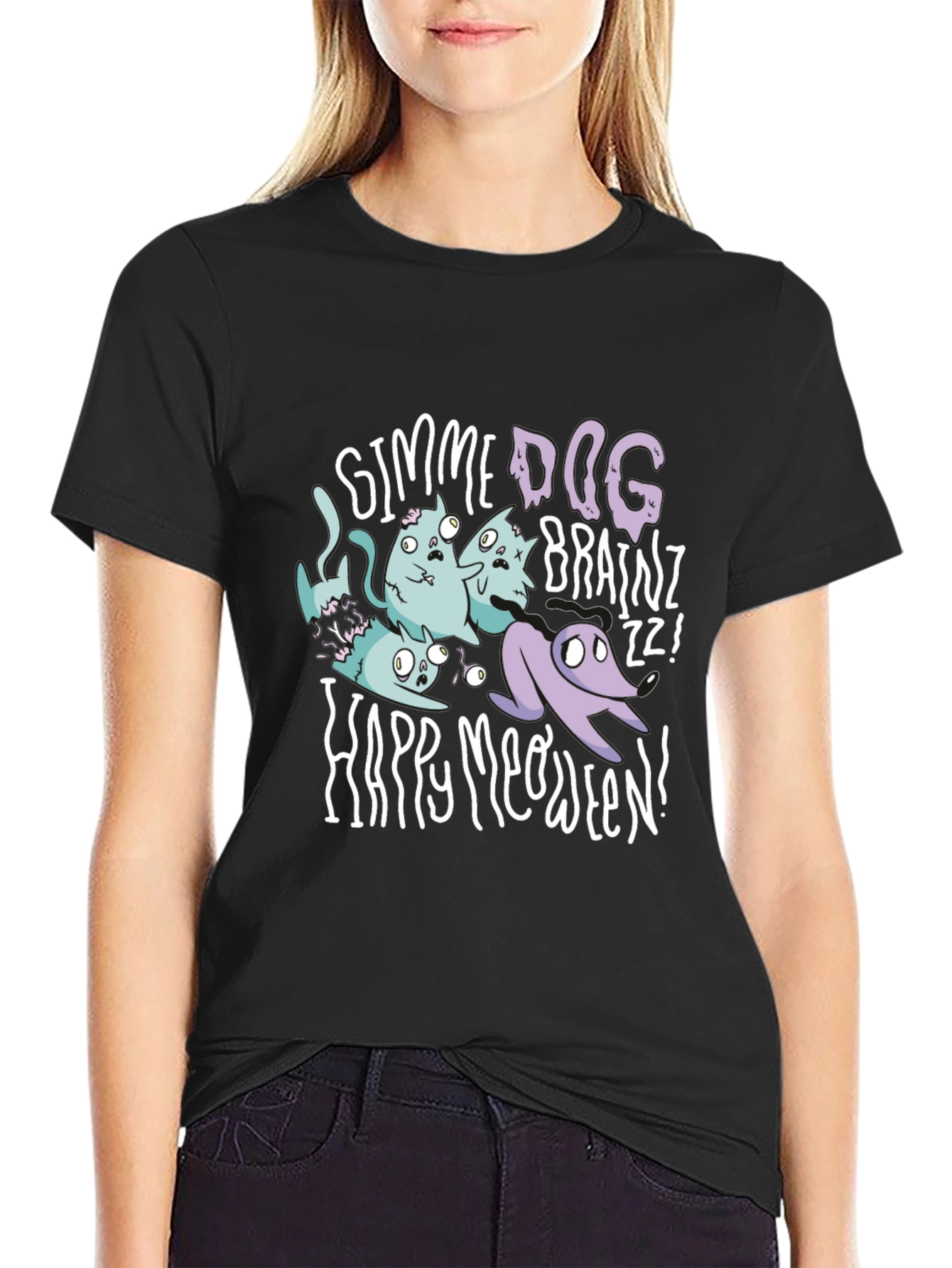 Happy Meoween Zombie Cat T-Shirt