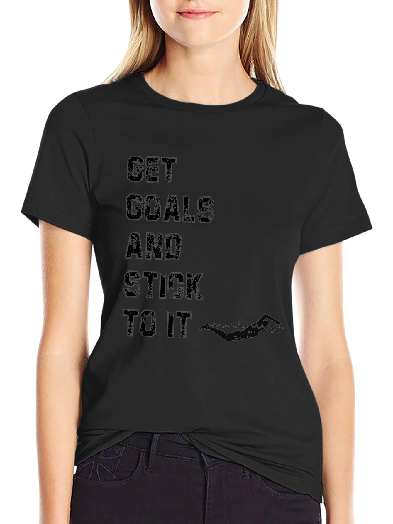 Motivational Get Goals Black T-Shirt