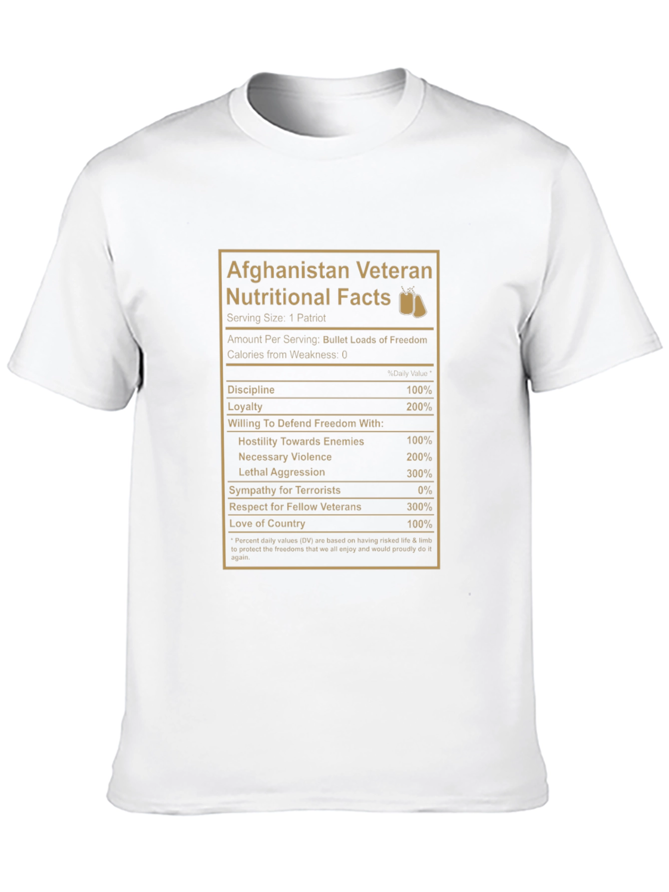 Afghanistan Veteran Nutritional Facts Graphic T-Shirt