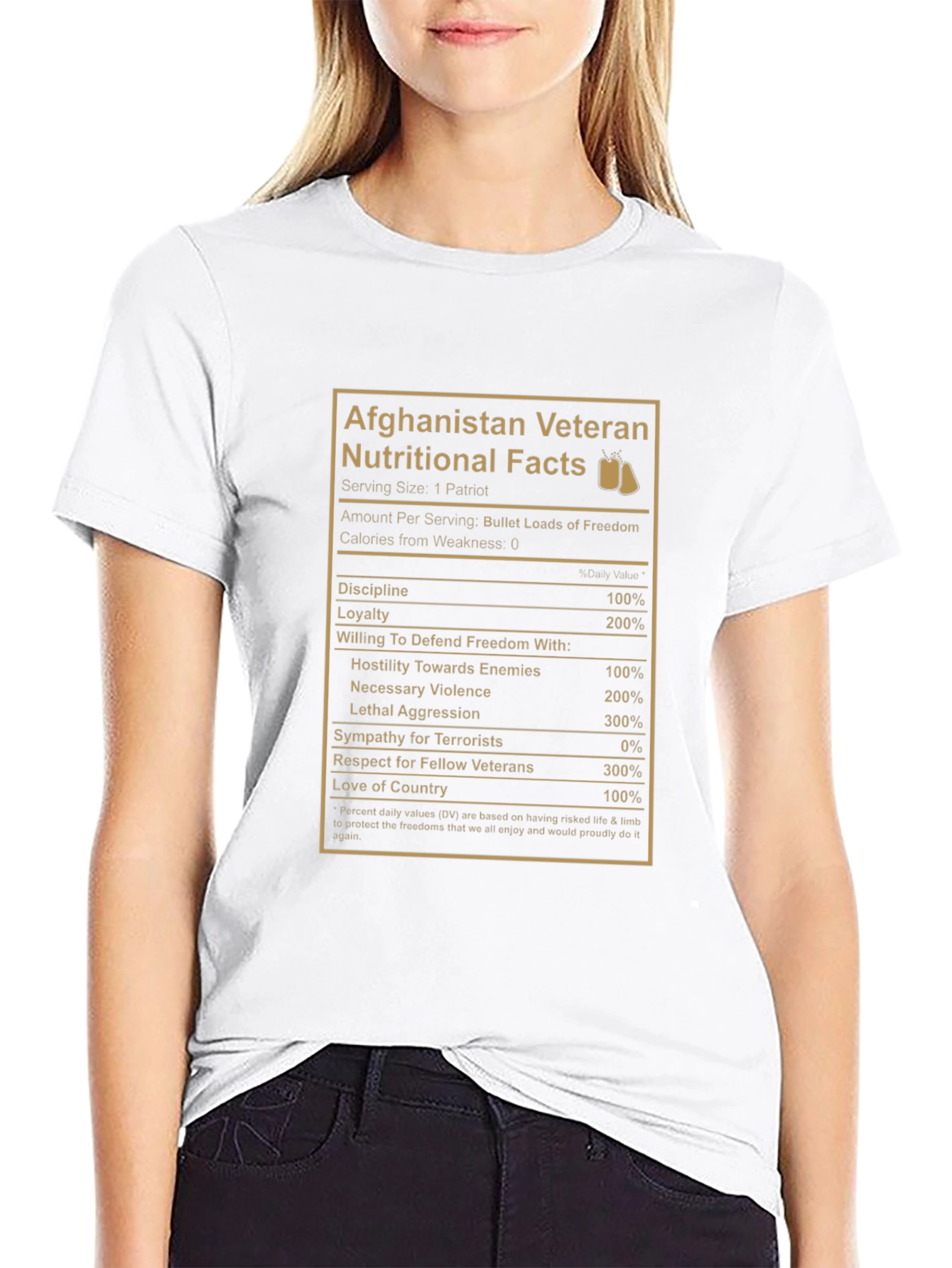 Afghanistan Veteran Nutritional Facts Graphic T-Shirt