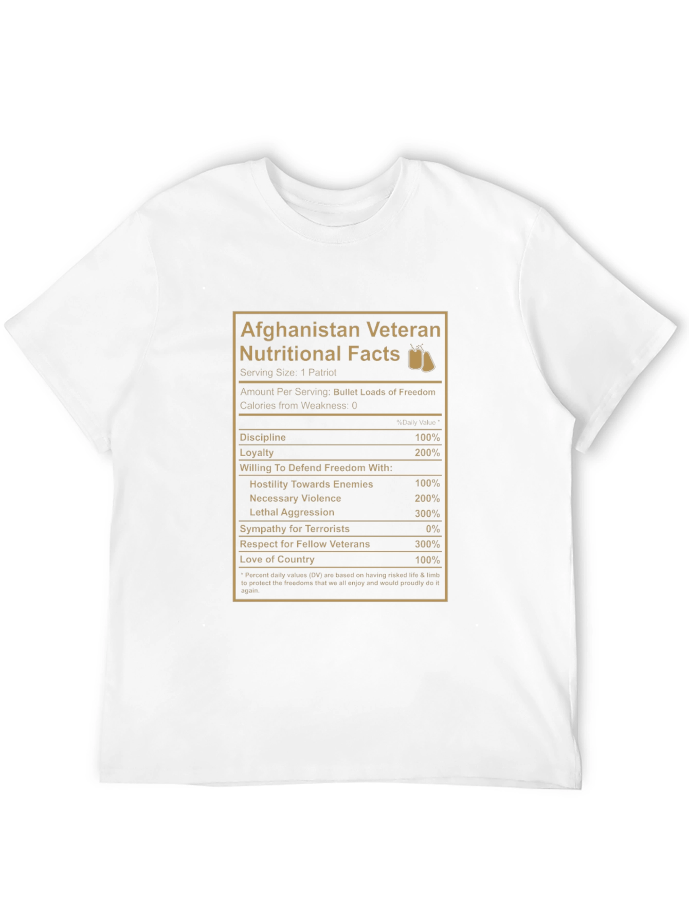 Afghanistan Veteran Nutritional Facts Graphic T-Shirt