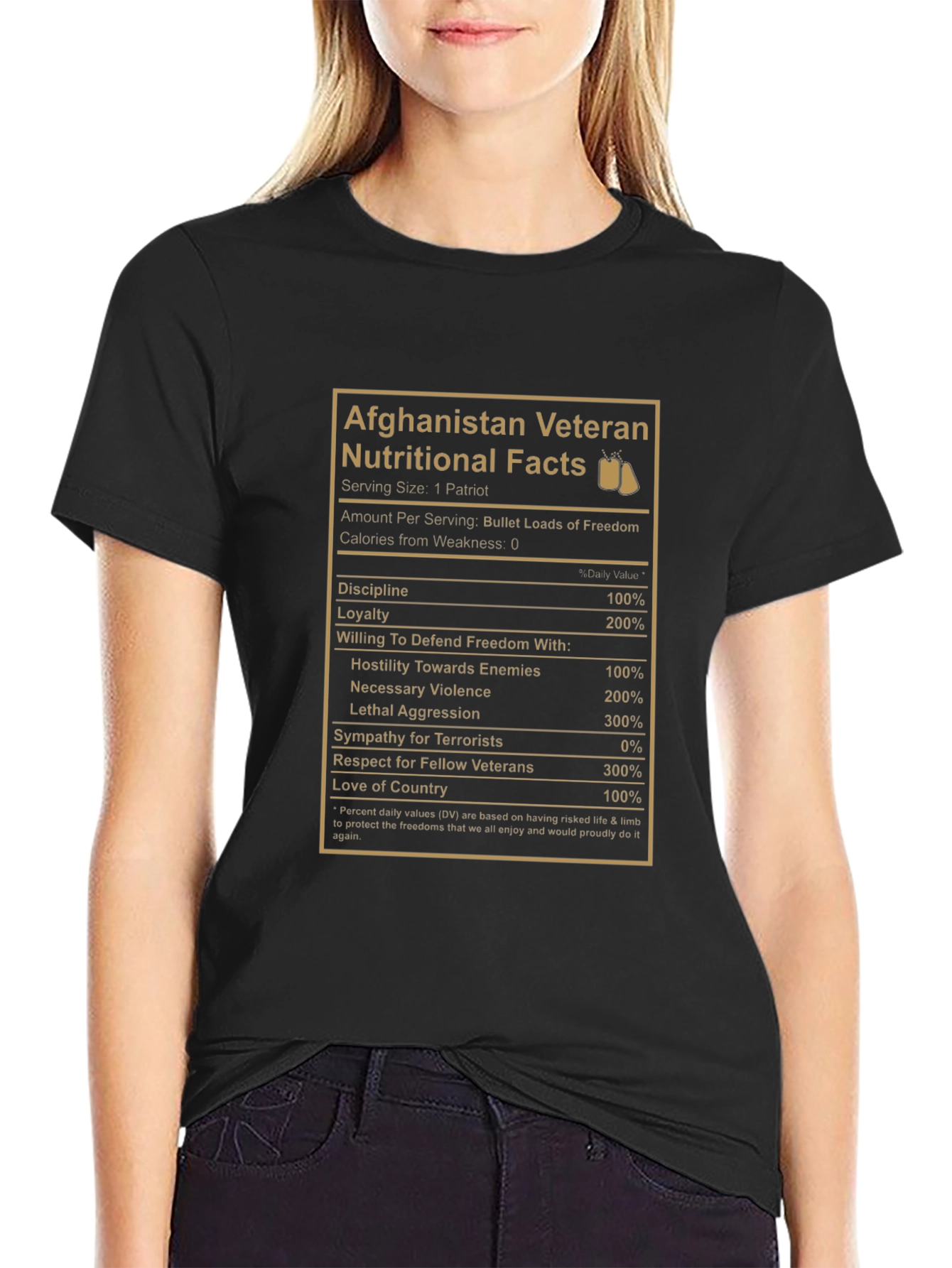 Afghanistan Veteran Nutritional Facts Graphic T-Shirt