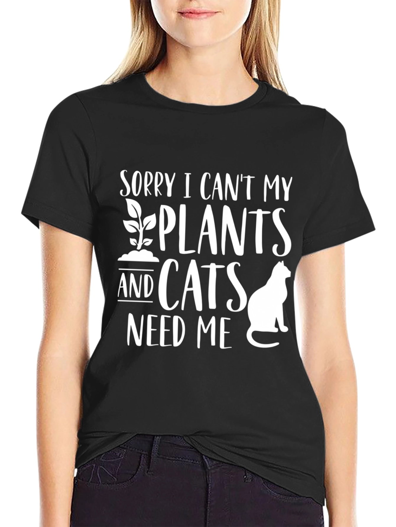 Plant & Cat Lover T-Shirt: Sorry I Cant!