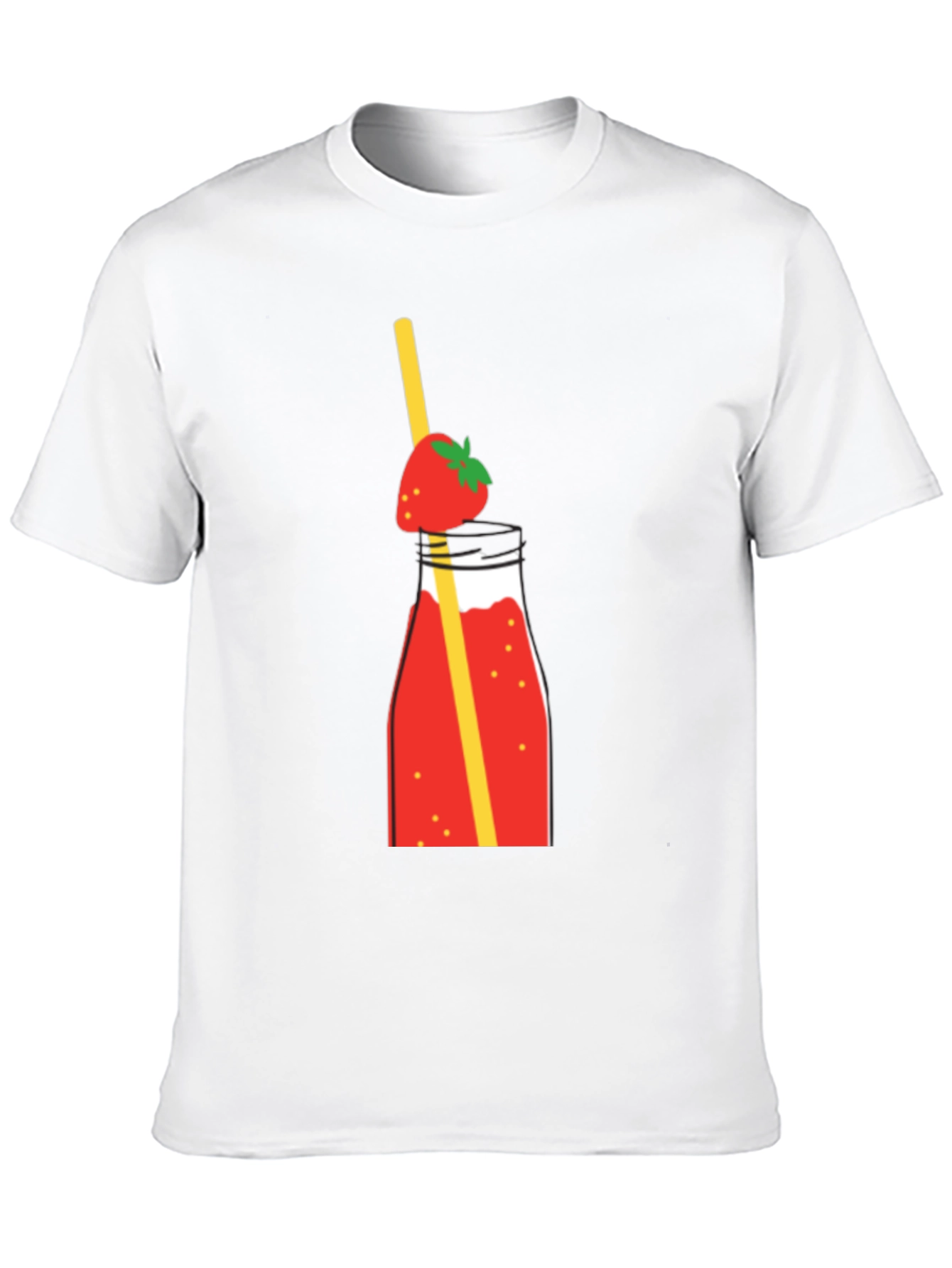 Strawberry Smoothie Graphic Tee - Casual Black T-Shirt