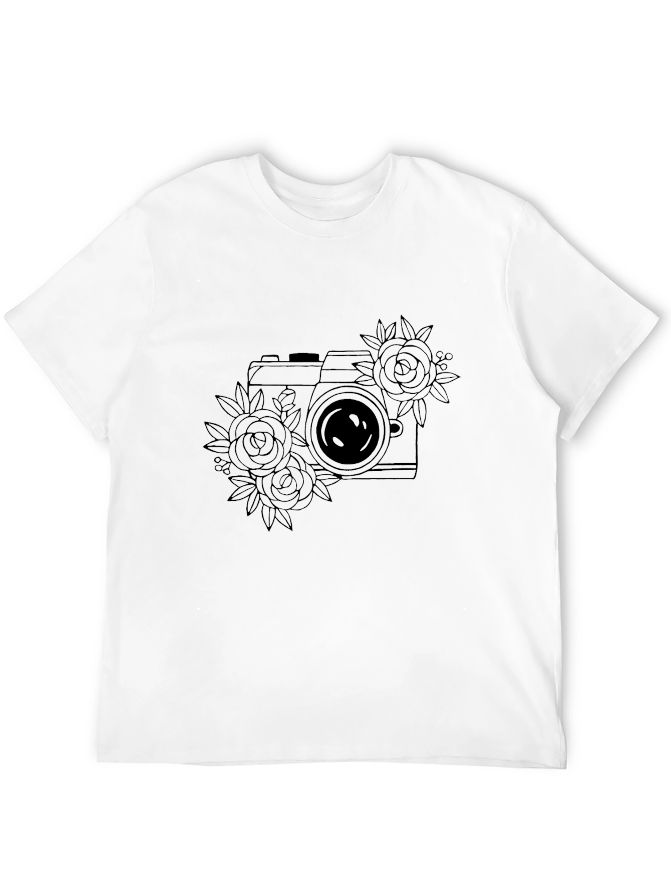 Floral Camera Graphic Tee - Classic Black T-Shirt