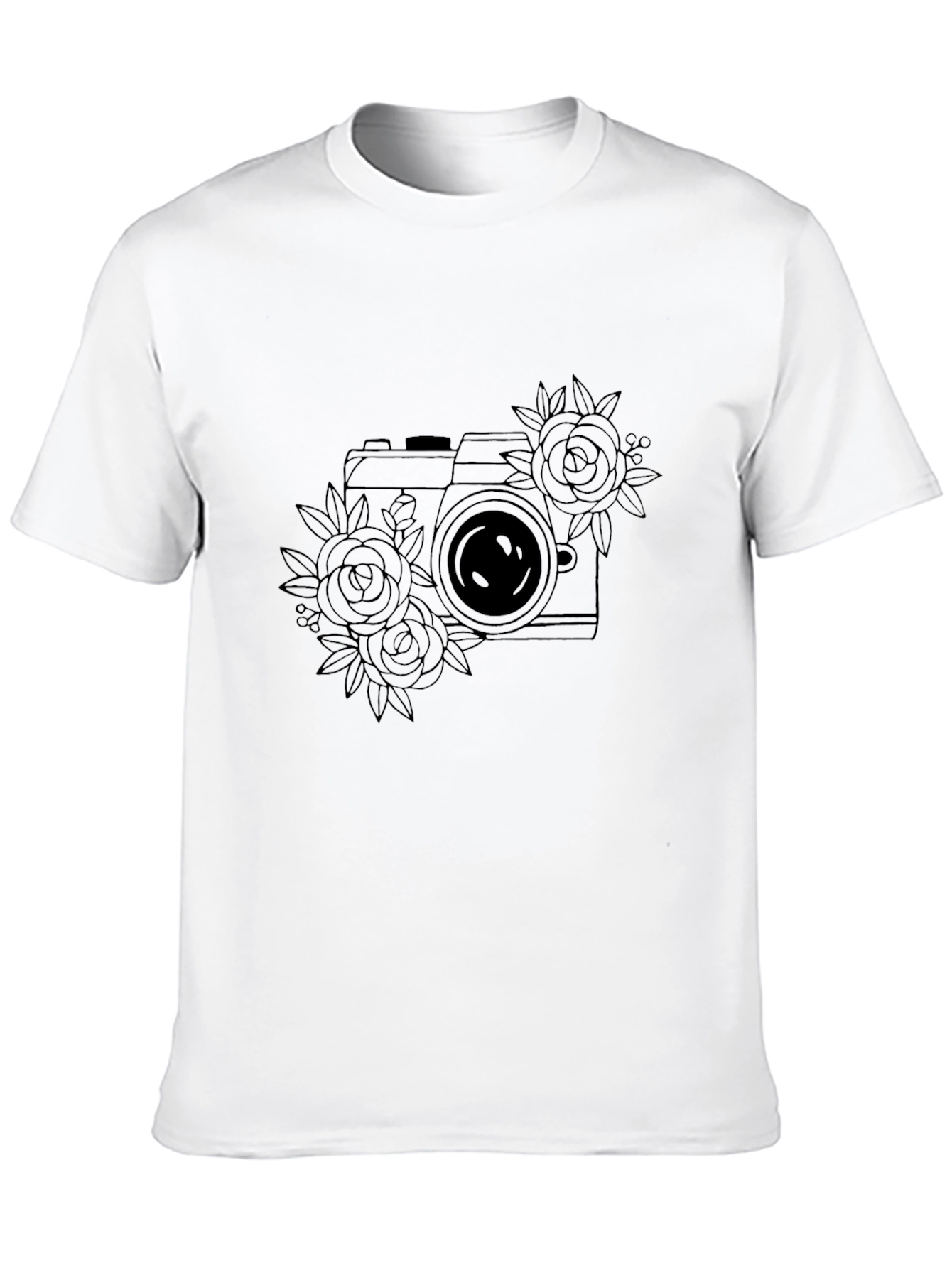 Floral Camera Graphic Tee - Classic Black T-Shirt