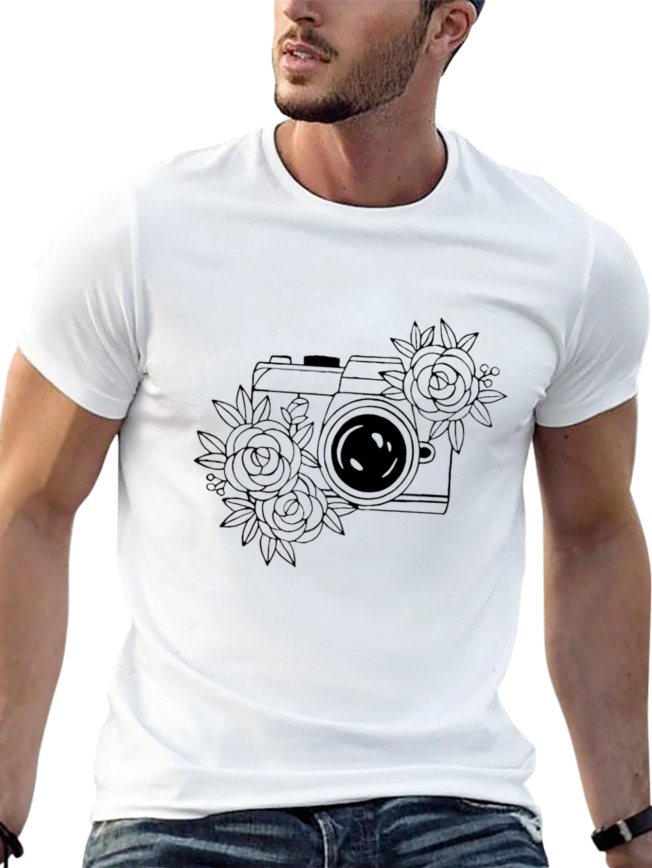 Floral Camera Graphic Tee - Classic Black T-Shirt