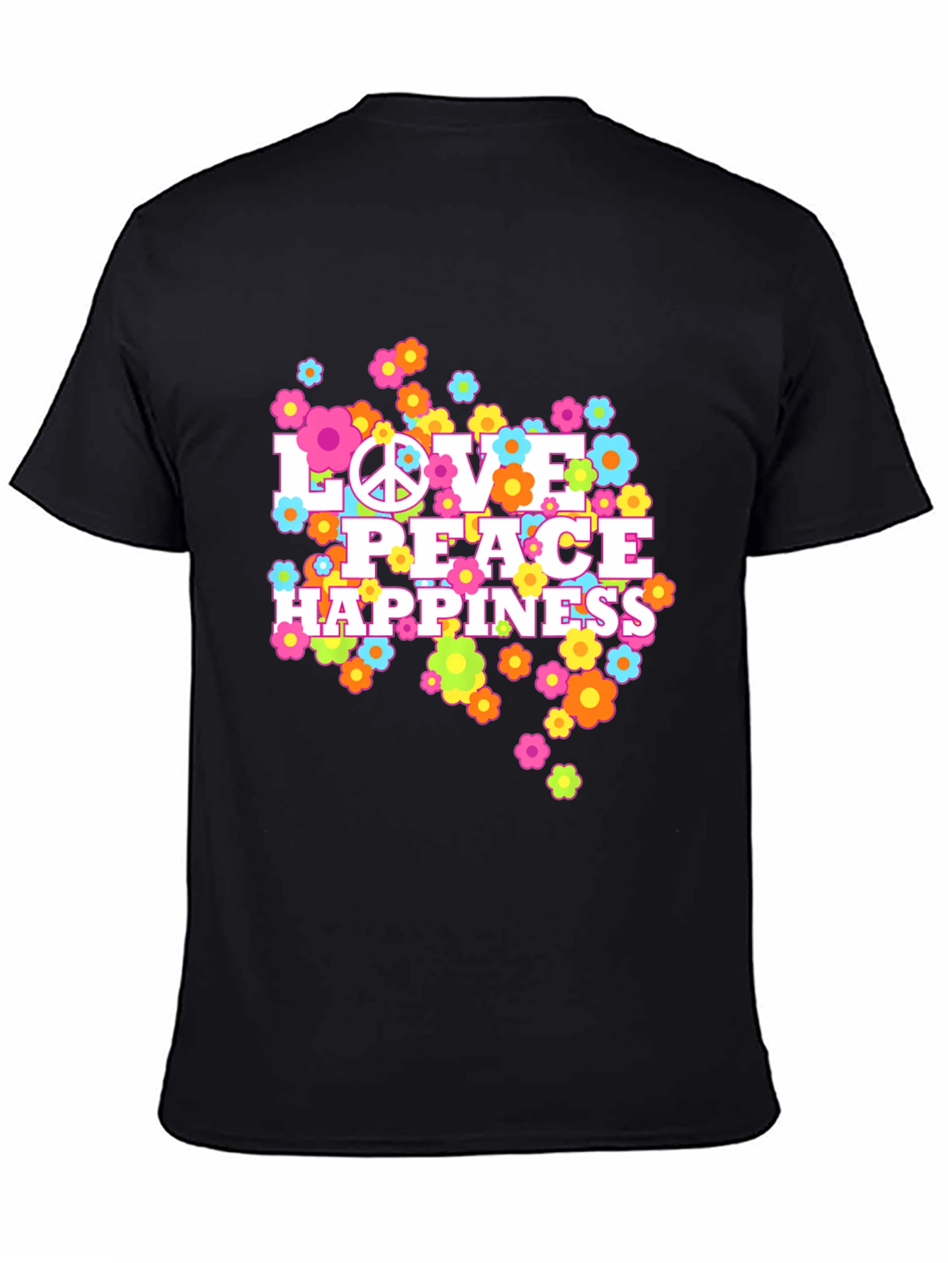 Love Peace Happiness Graphic Tee - Retro Style