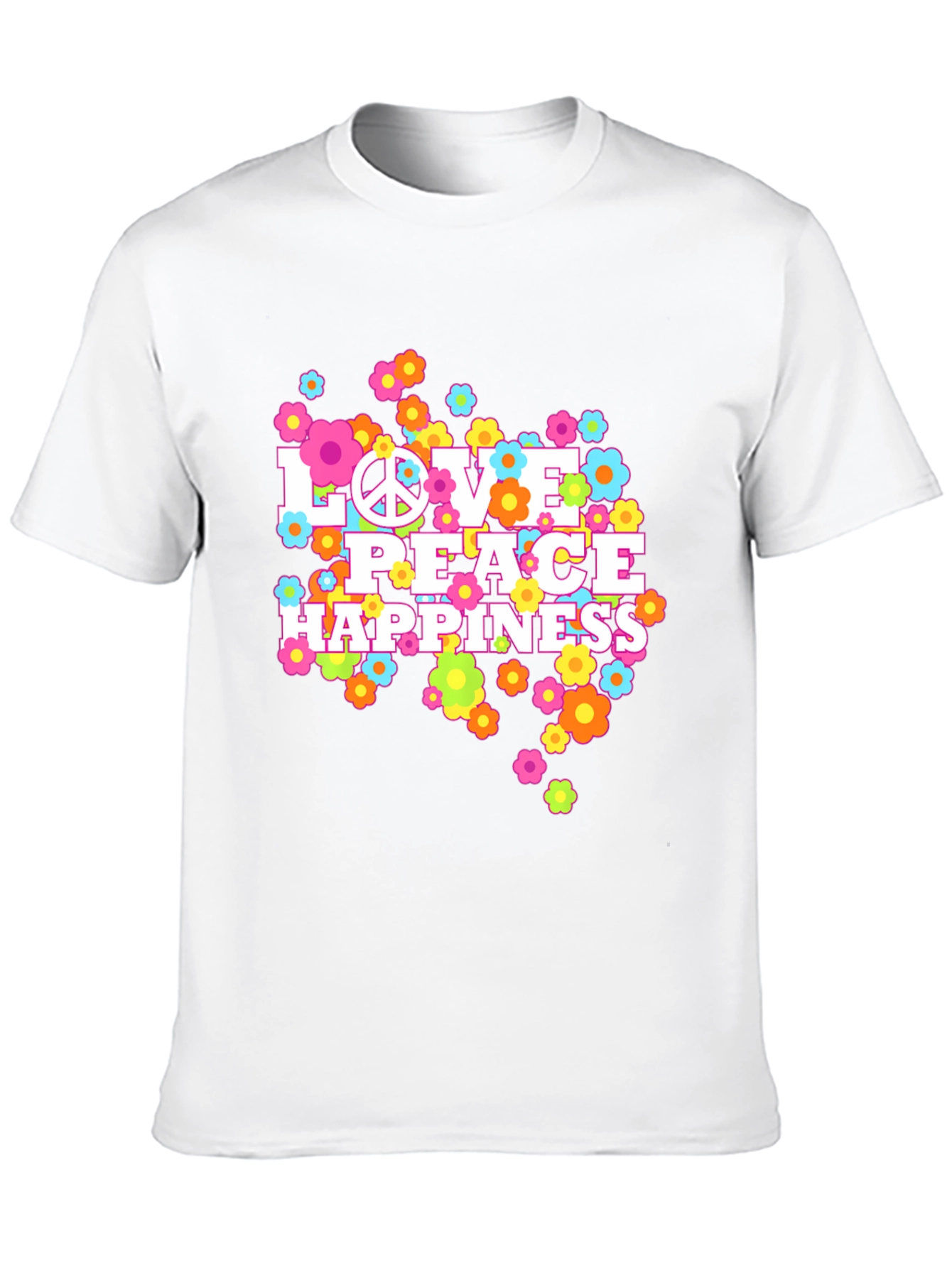 Love Peace Happiness Graphic Tee - Retro Style